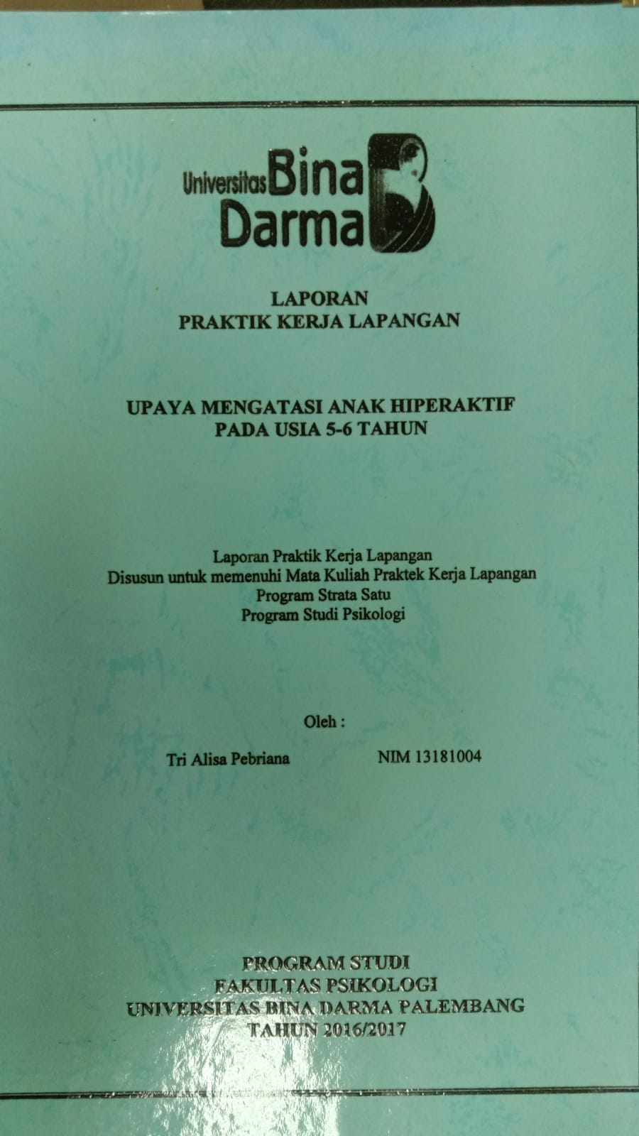 Cover UPAYA MENGATASI ANAK HIPERAKTIF PADA USIA 5-6 TAHUN / TRI ALISA PEBRIANA