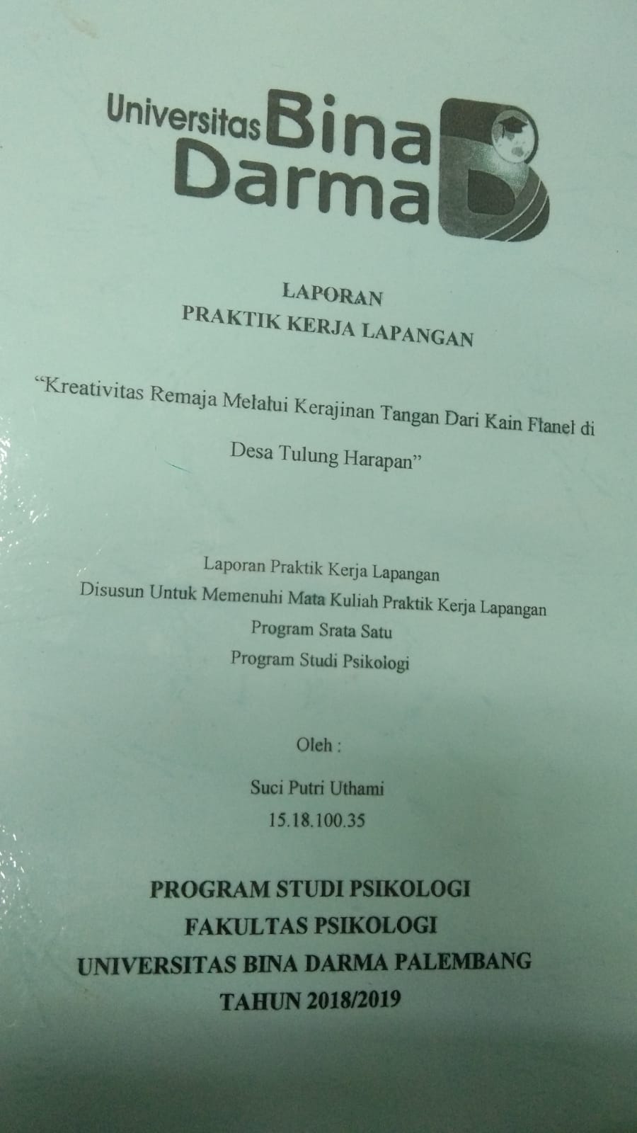 Cover KREATIVITAS REMAJA MELALUI KERAJINAN TANGAN DARI KAIN FLANEL DI DESA TULUNG HARAPAN / SUCI PUTRI UTHAMI