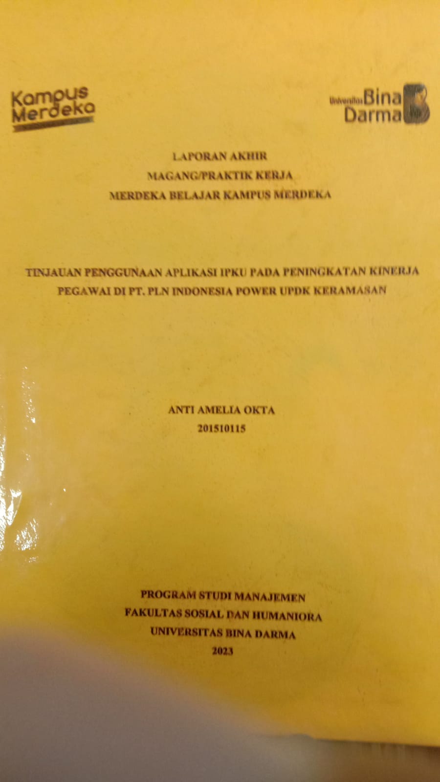 Cover TINJAUAN PENGUNAAN APLIKASI IPKU PADA PENINGKATAN KINERJA PEGAWAI DI PT.PLN INDONESIA POWER UPDK KERAMASAN / ANTI AMELIA OKTA