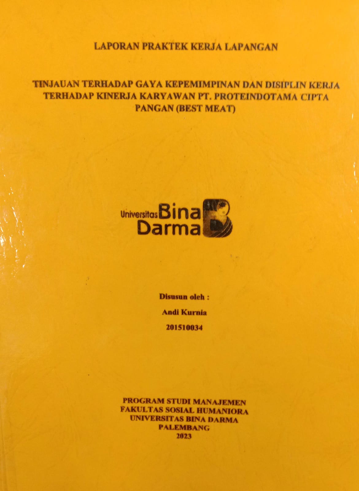 Cover TINJAUAN TERHADAP GAYA KEPEMIMPINAN DAN DISIPLIN TERHADAP KINERJA KARYAWAN PT.PROTEINDOTAMA CIPTA PAGAN (BEST MEAT) / ANDI KURNIA