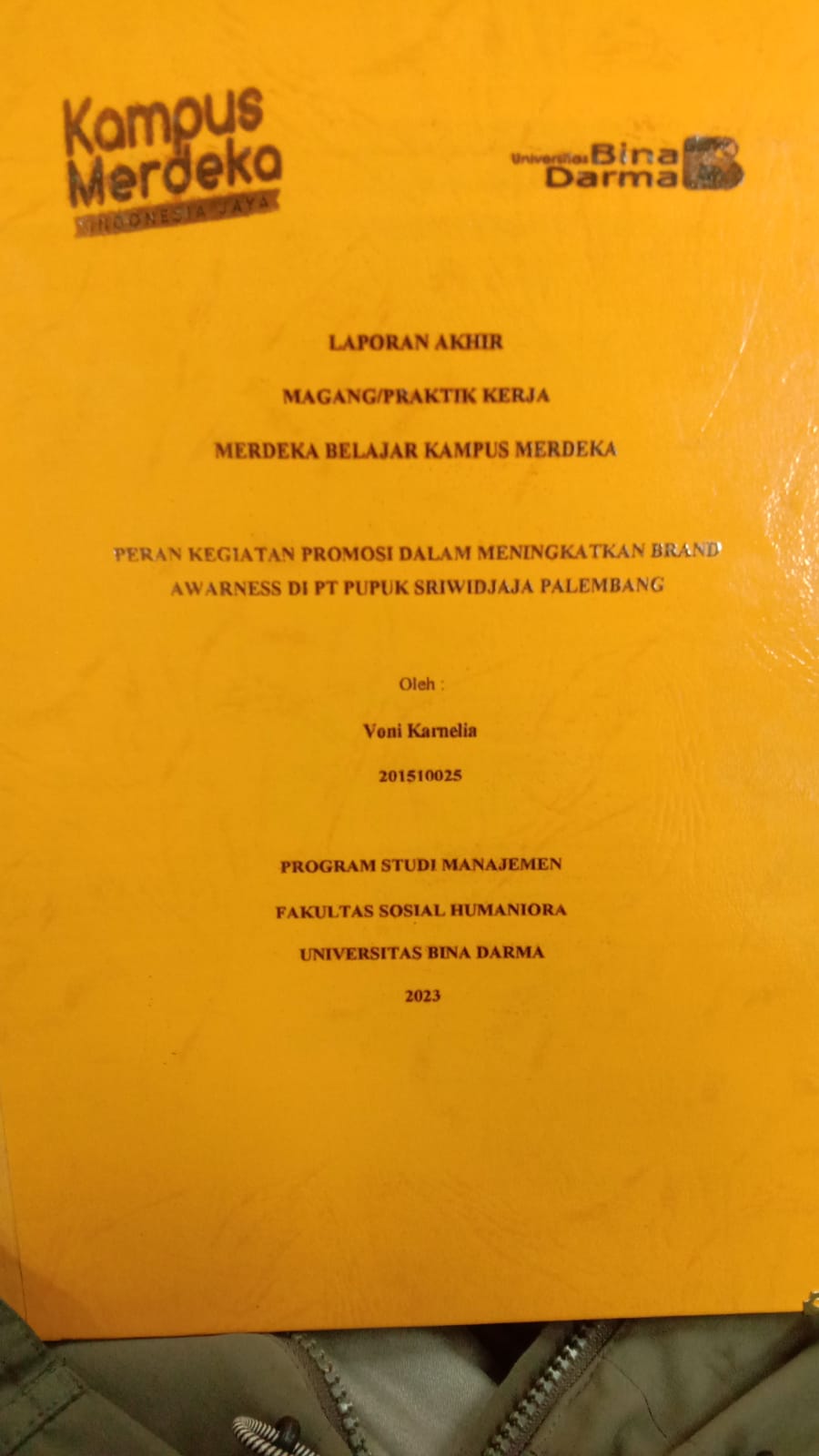 Cover PERAN KEGIATAN PROMOSI DALAM MENINGKATKAN BRAND AWARNESS DI PT PUPUK SRIWIDJAJA PALEMBANG / VONI KARNELIA
