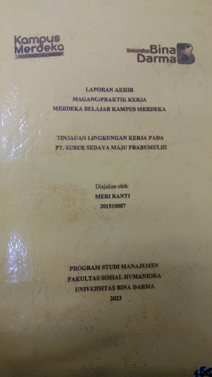Cover TINJAUAN STUDI MANAJEMEN PT. SUBUR SEDAYA MAJU PRABUMULIH / MERI RANTI