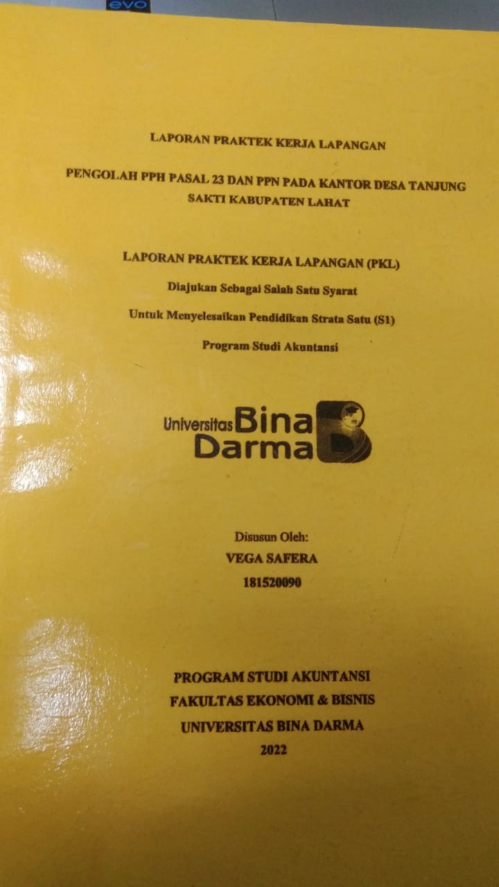 Cover PENGOLAH PPH 23 DAN PPN PADA KANTOR DESA TANJUNG SAKTI KABUPATEN LAHAT / VEGA SAFERA