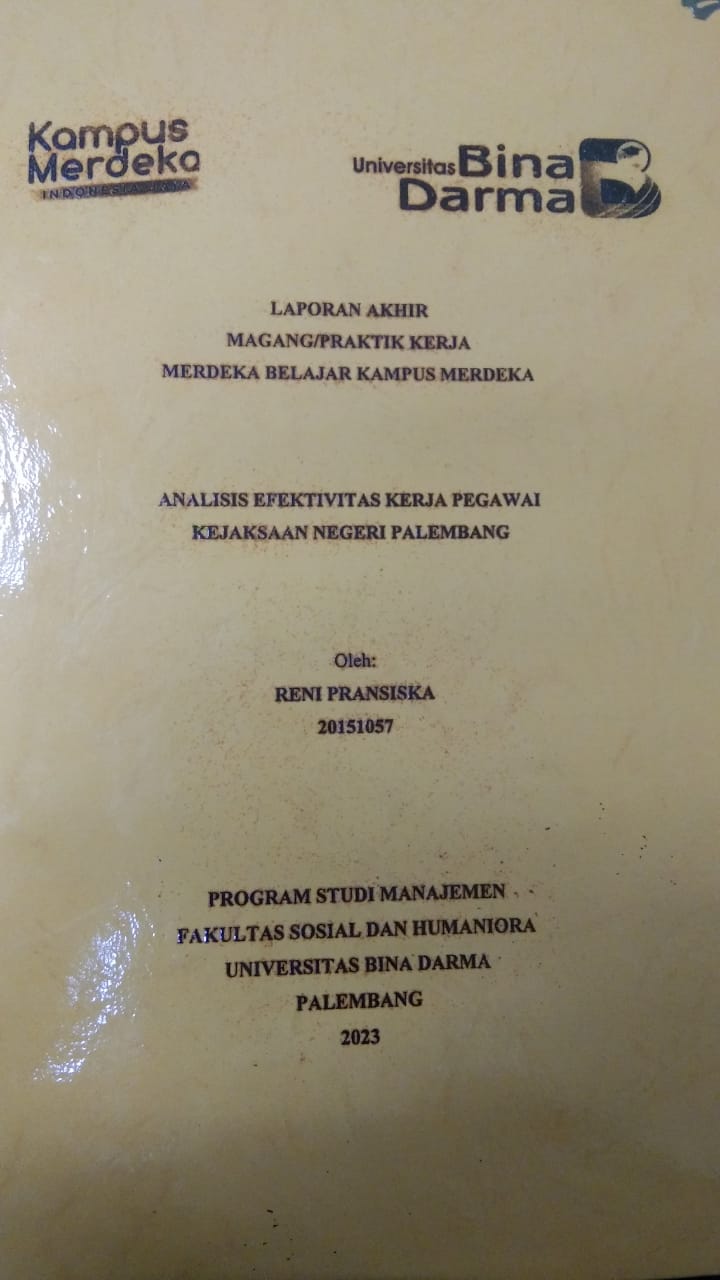 Cover ANALISIS EFEKTIVITAS KERJA PEGAWAI KEJAKSAAN NEGERI PALEMBANG / RENI PRANSISKA