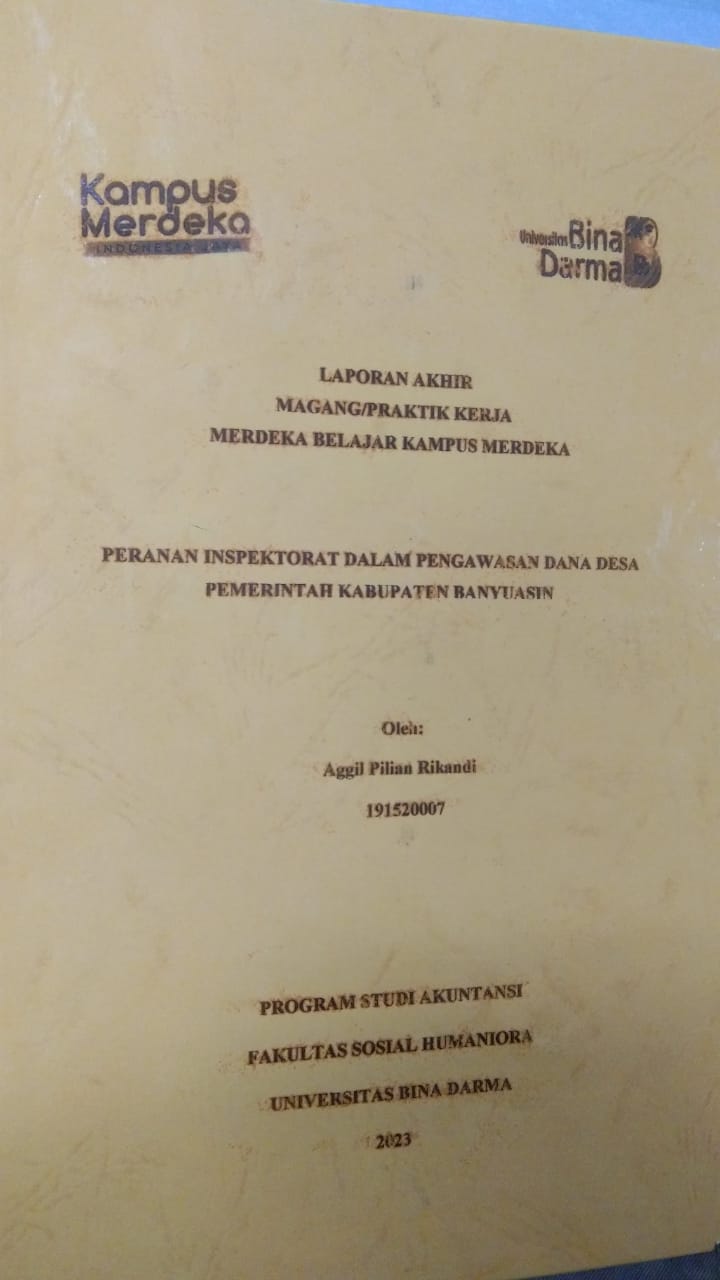 Cover PERANAN INSPEKTORAT DALAM PENGAWASAN DANA DESA PEMERINTAH KABUPATEN BANYUASIN / AGGIL PILIAN RIKANDI