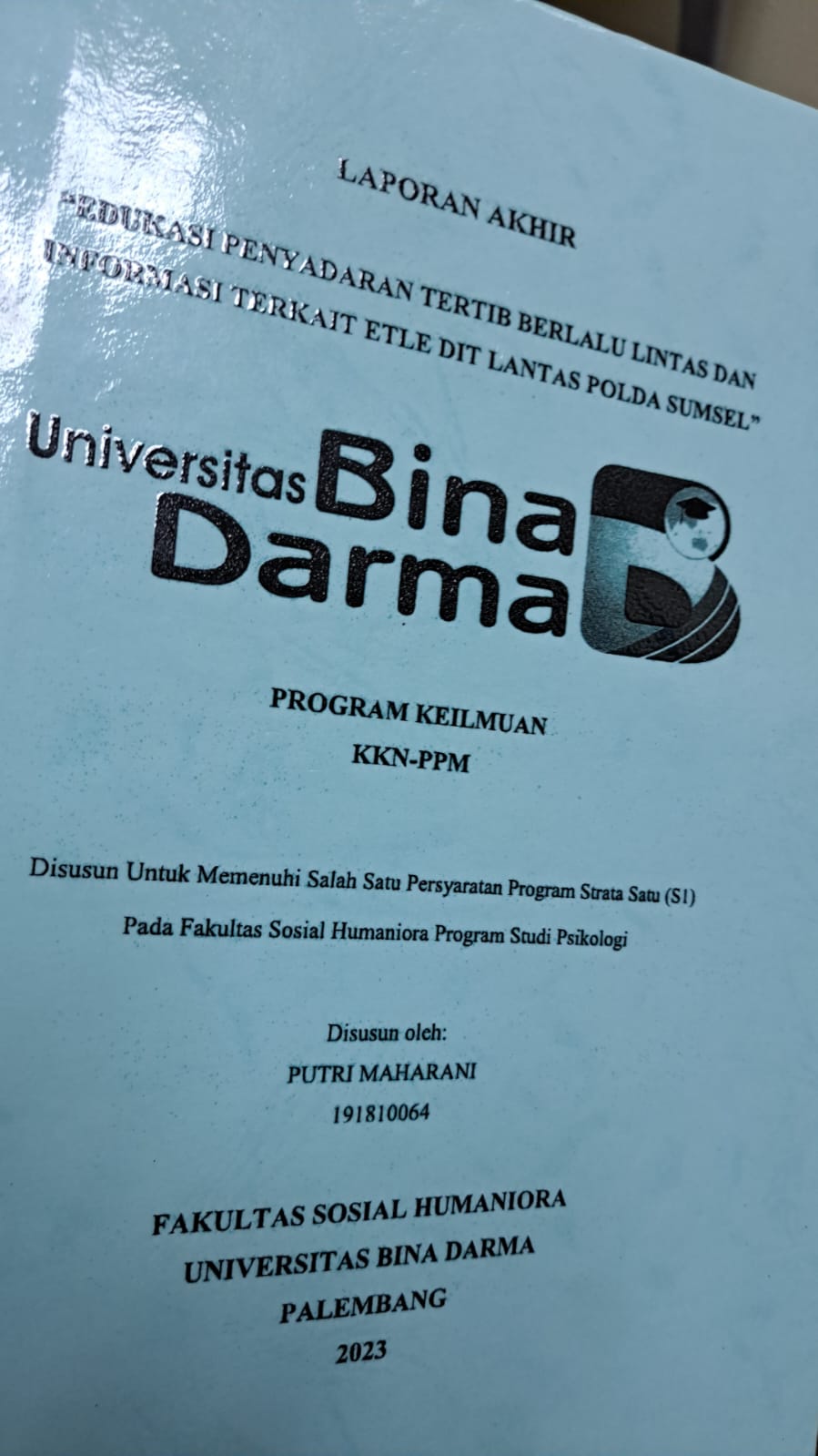 Cover EDUKASI PENYADARAN TERTIB BERLALU LINTAS DAN INFORMASI TERKAIT ETLE DIT LANTAS POLDA SUMSEL / PUTRI MAHARANI