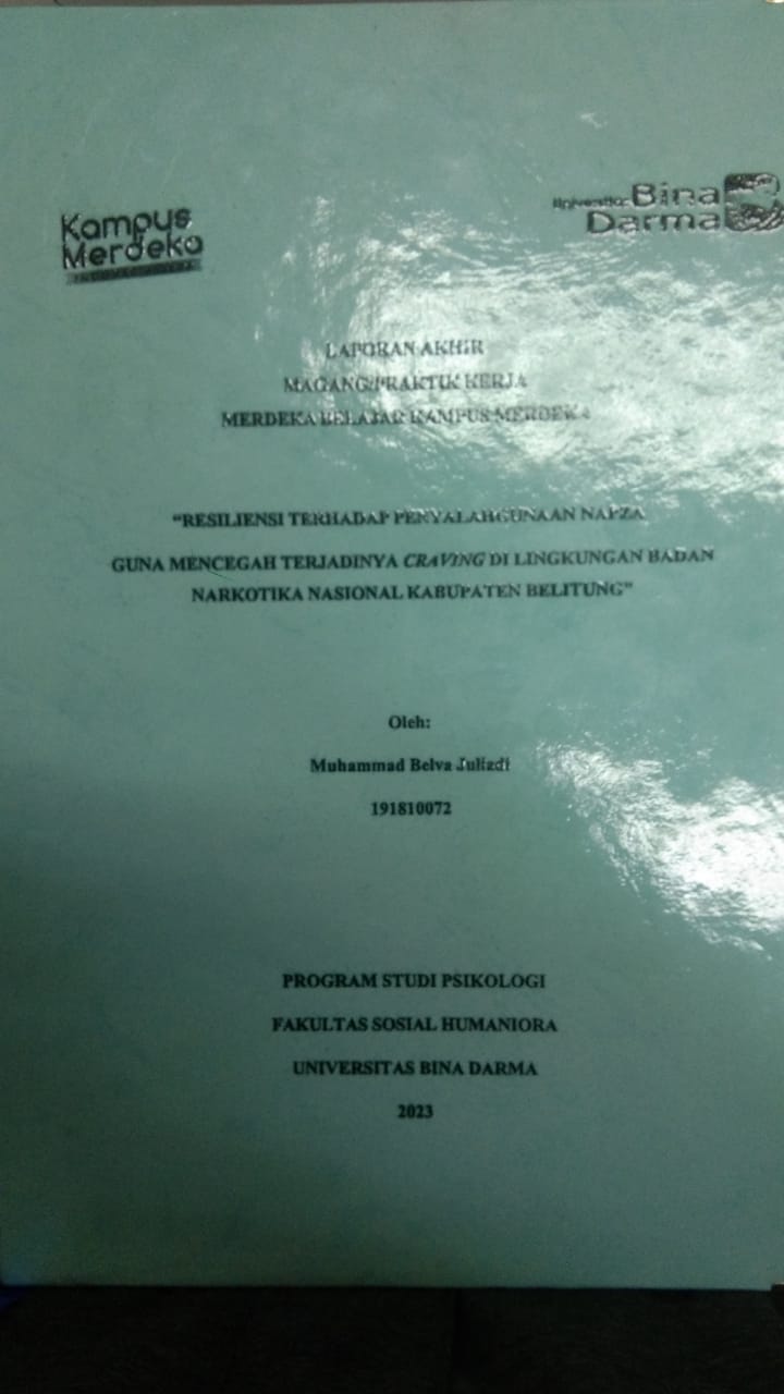 Cover RESILIENSI TERHADAP PENYALAHGUNAAN NAPZA GUNA MENCEGAH TERJADINYA CRAVING DI LINGKUNGAN BADAN NARKOTIKA NASIONAL KABUPATEN BELITUNG / MUHAMMAD BELVA JULIADI