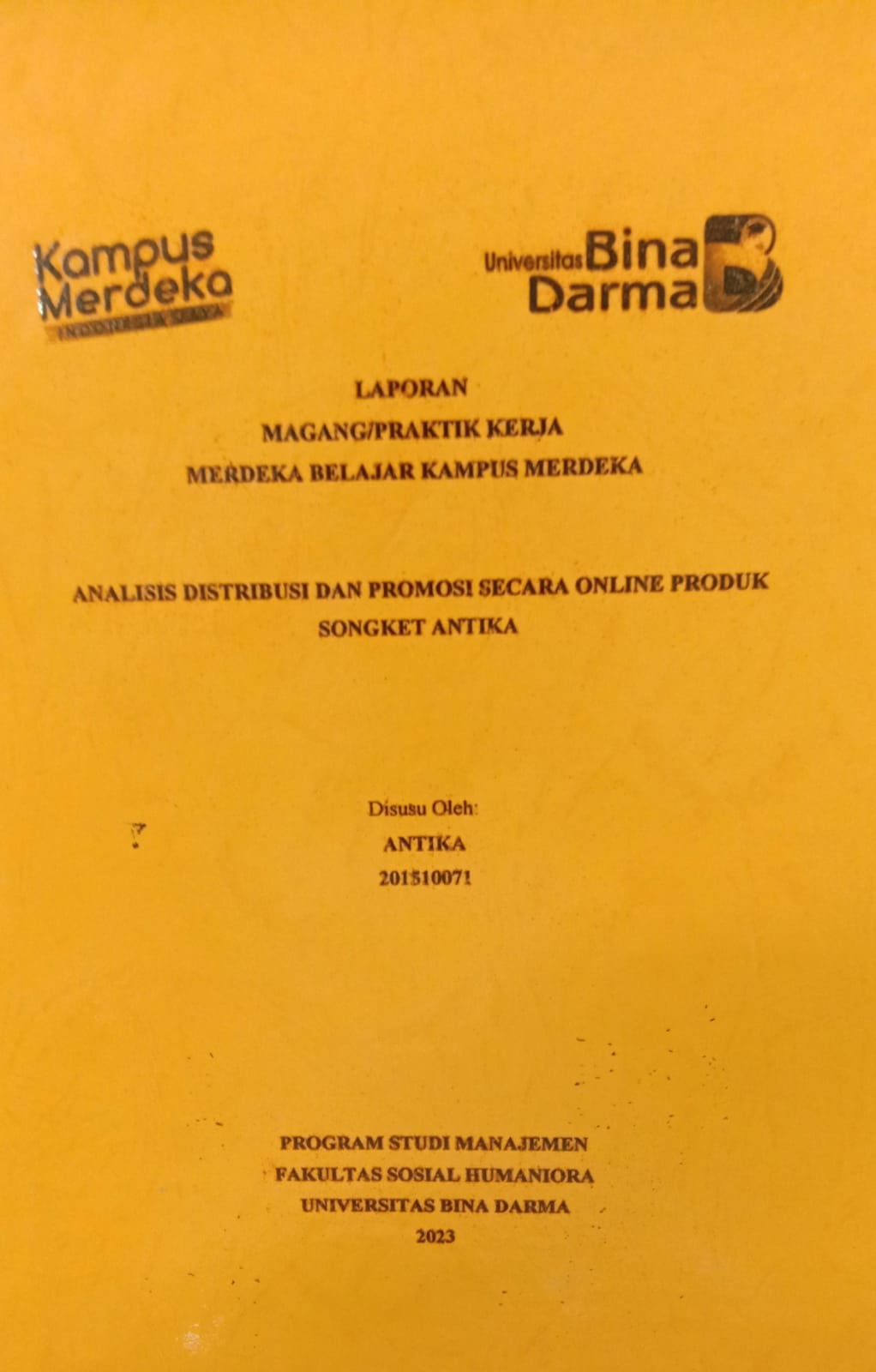 Cover ANALISIS DISTRIBUSI DAN PROMOSI SECARA ONLINE PRODUK SONGKET ANTIKA / ANTIKA