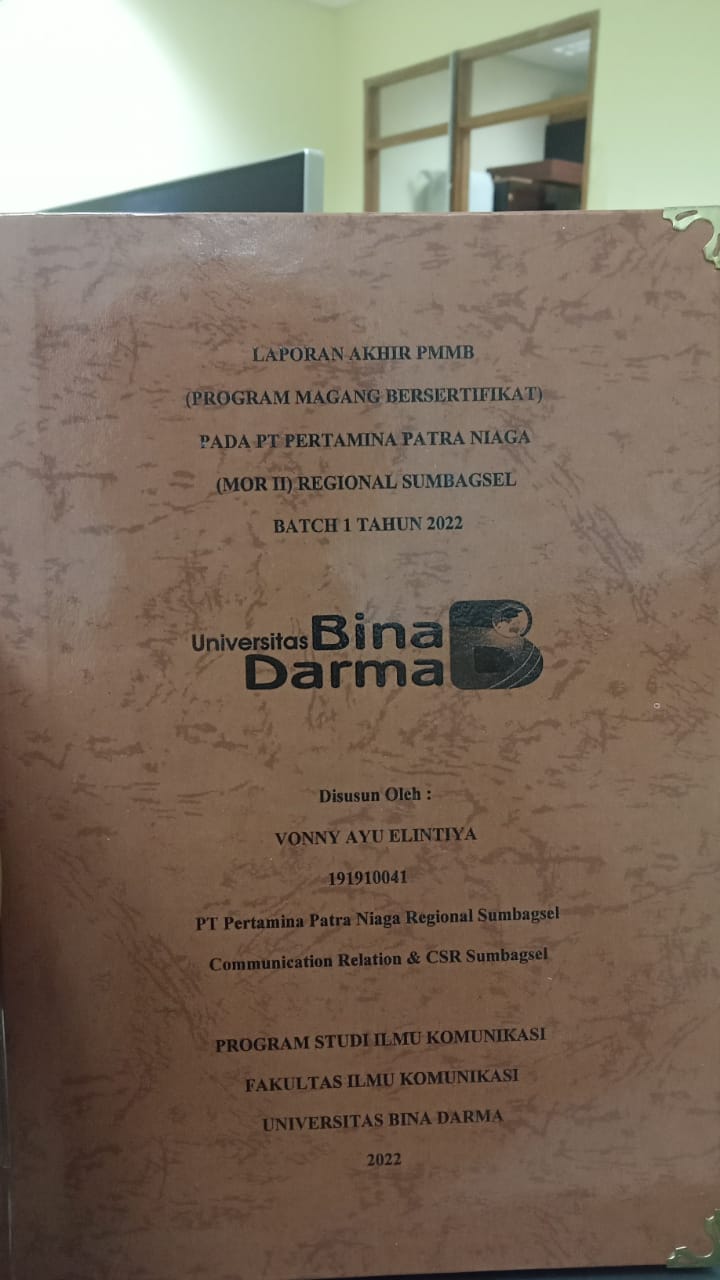 Cover PROGRAM MAGANG BERSITIFIKAT PADA PT PERTAMINA PARI NIAGA MOR II REGIONAL SUMBAGSEL BATCH 1 TAHUN 2022 / VONNY AYU ELINTIYA