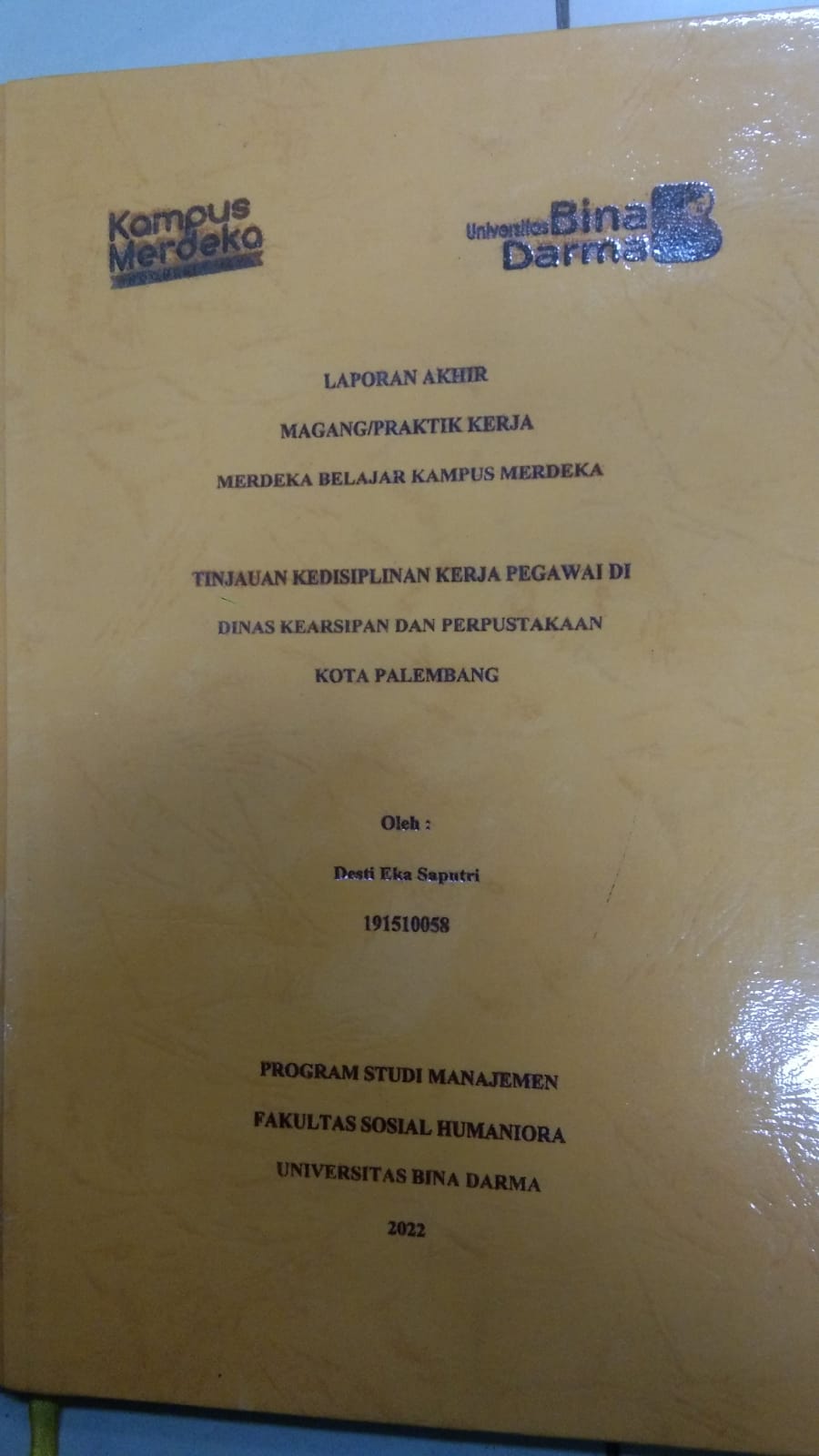 Cover TINJAUAN KEDISIPLINANA KERJA PEGAWI DI DINAS KEARSIPAN DAN PERPUSTAKAAN KOTA PALEMBANG / DESTI EKA SAPUTRI