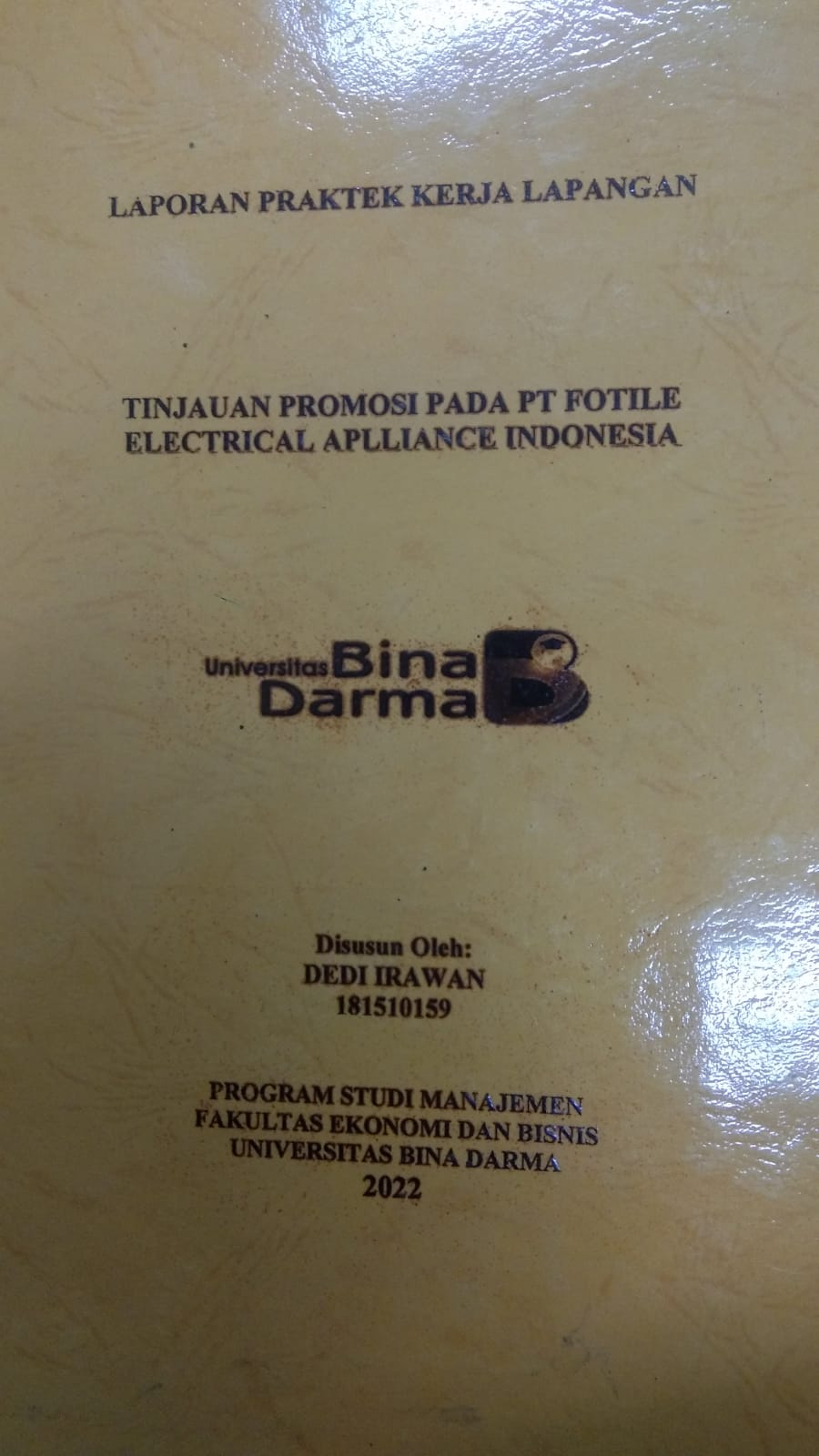 Cover TINJAUAN PROMOSI PADA PT FOTILE ELECTRICAL APPLIANCE INDONESIA / DEDI IRAWAN