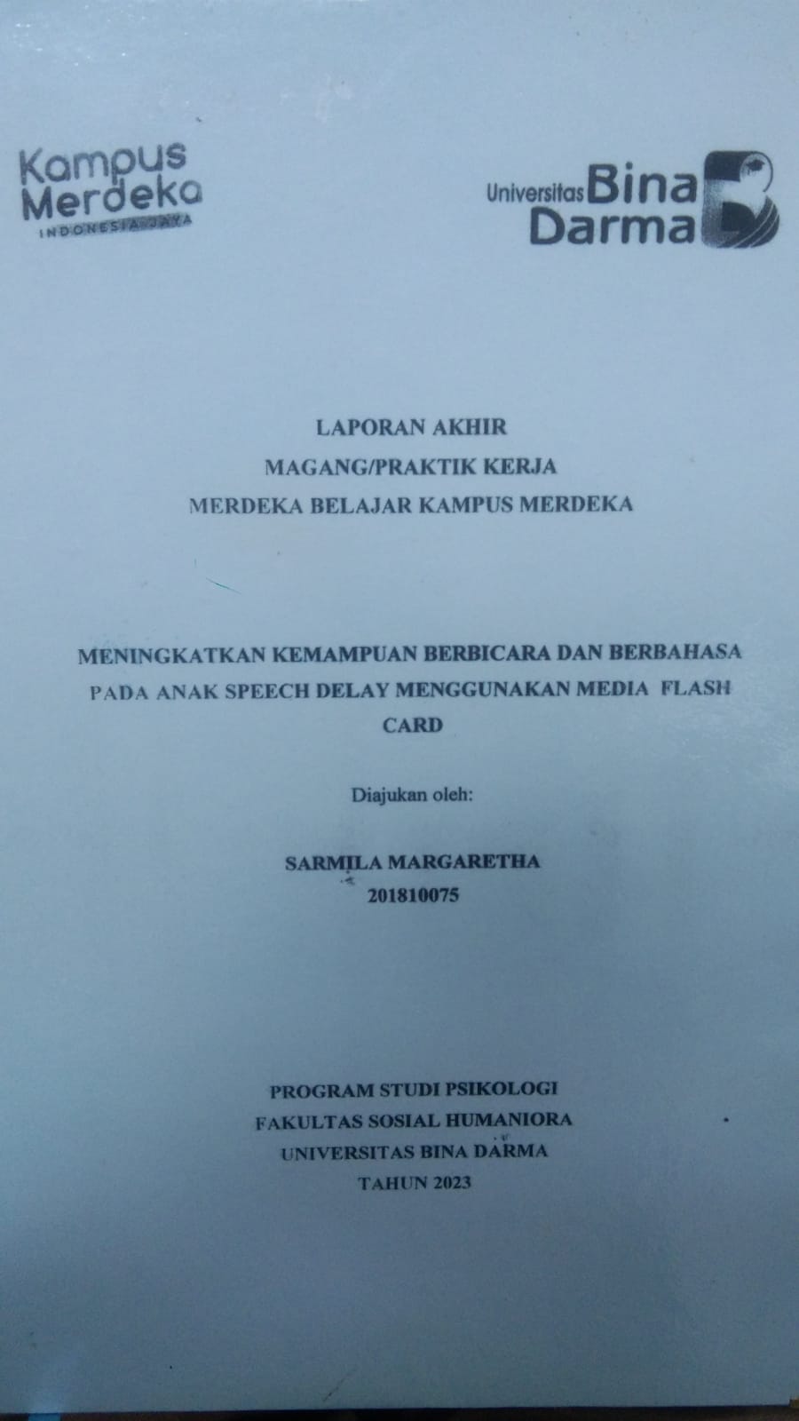 Cover MENINGKATKAN KEMAMPUAN BERBICARA DAN BERBAHASA PADA ANAK SPEECH DELAY MENGGUNAKAN MEDIA FLASH CARD / SARMILA MARGARETHA