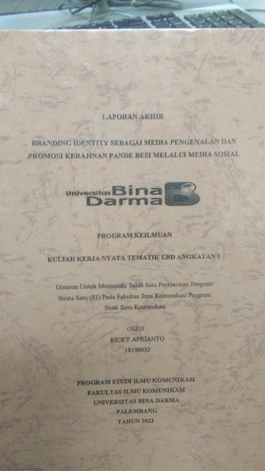Cover BRANDING IDENTITY SEBAGAI MEDIA PENGENALAN DAN PROMOSI KERAJINAN PANDE BESI MELALUI MEDIA SOSIAL / RICKY APRIANTO