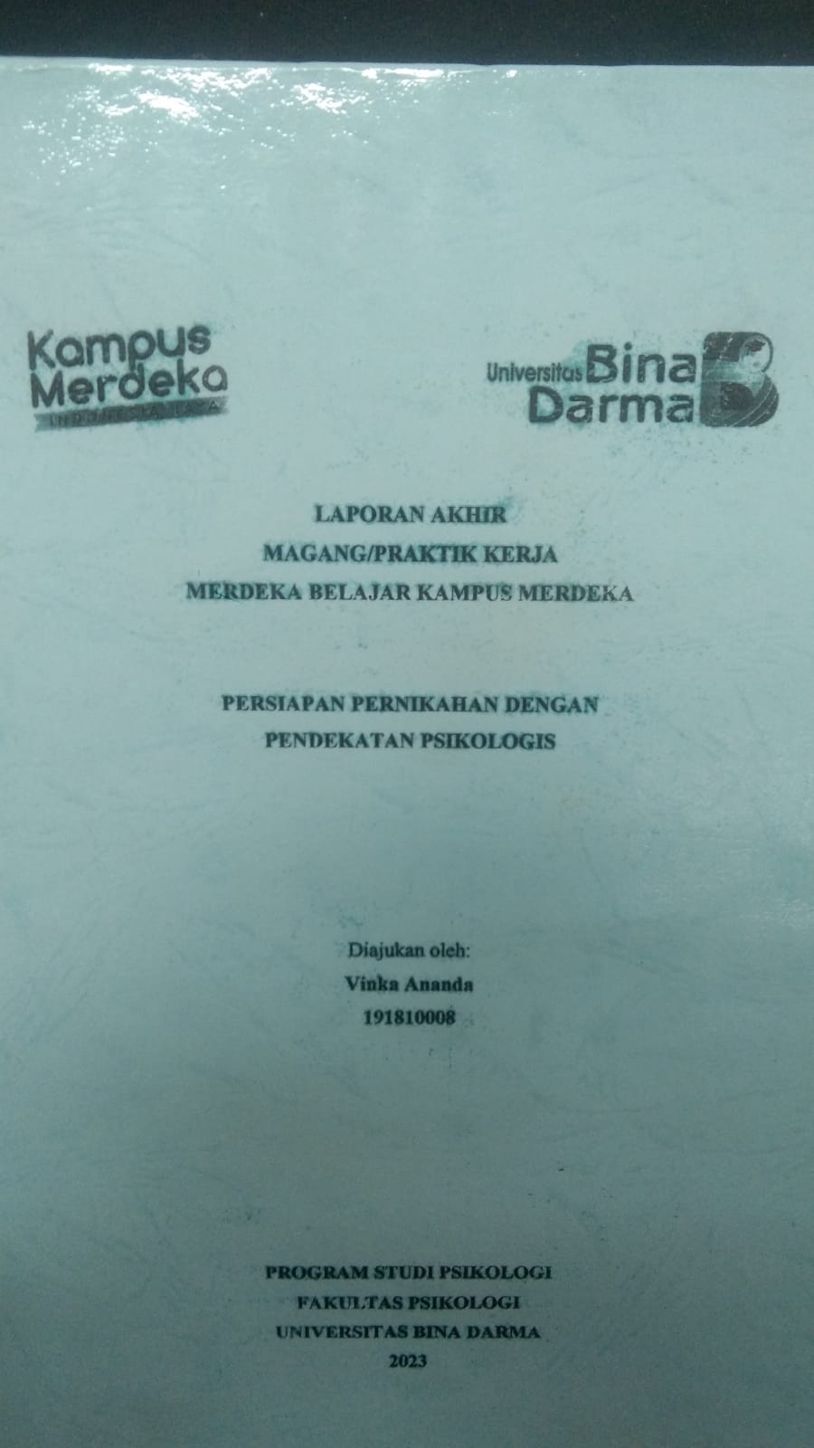 Cover PERSIAPAN PERNIKAHAN DENGAN PENDEKATAN PSIKOLOGIS / VINKA ANANDA