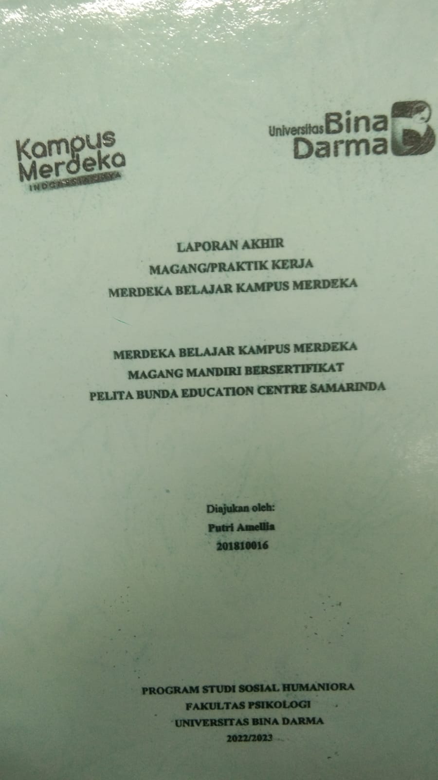 Cover MERDEKA BELAJAR KAMPUS MERDEKA MAGANG MANDIRI BERSERTIFIKAT ELITA BUNDA EDUCATION CENTRE SAMARINDA / PUTRI AMELIA