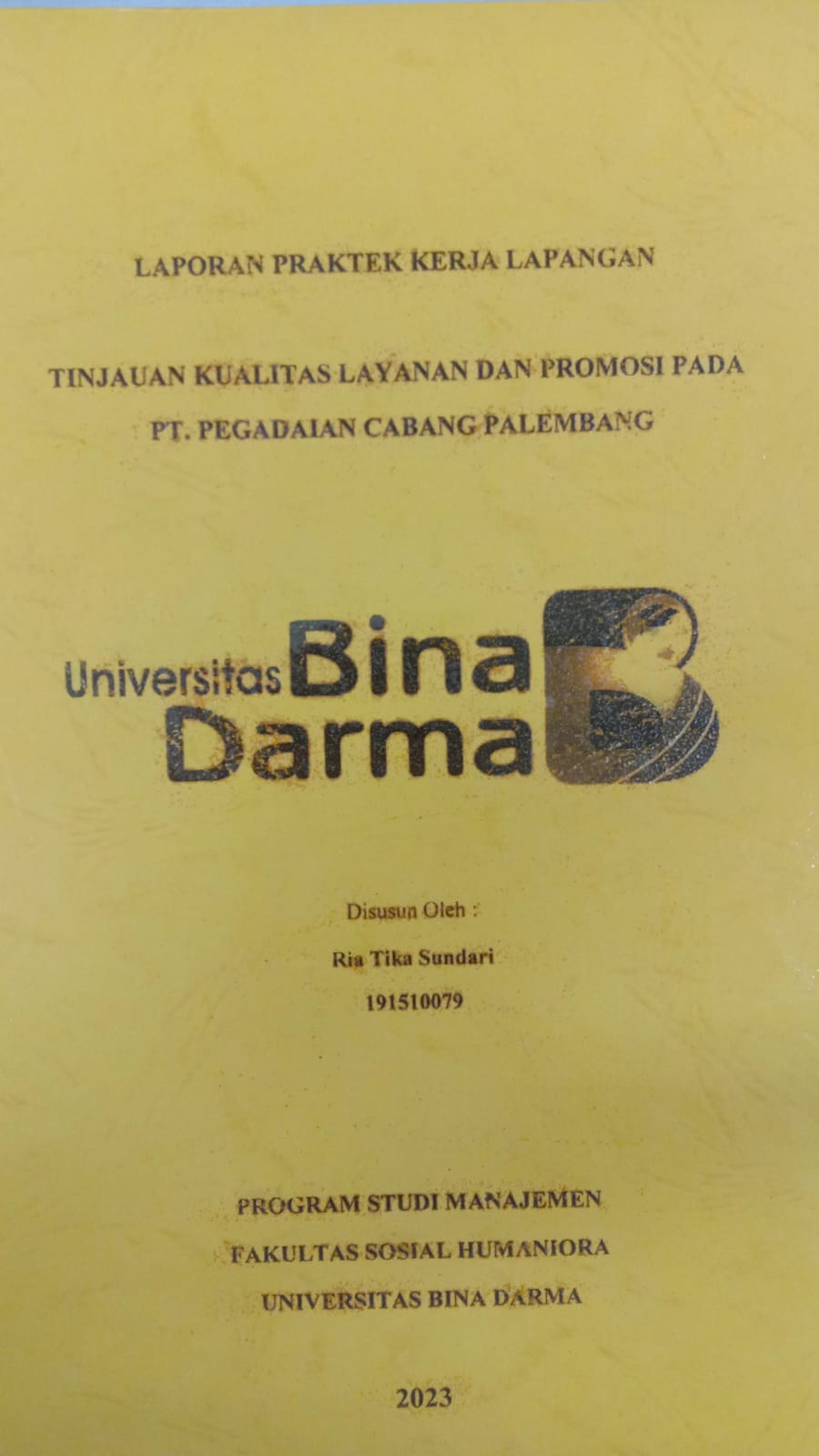 Cover TINJAUAN KUALITAS LAYANAN DAN PROMOSI PADA PT.PEGADAIAN CABANG PALEMBANG / RIA TIKA SUNDARI