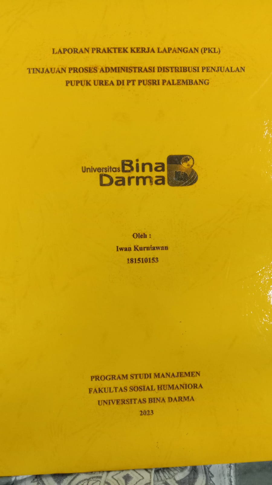 Cover TINJAUAN PROSES ADMINISTRASI DISTRIBUSI PENJUALAN PUPUK UREA DI PT PUSRI PALEMBANG / IWAN KURNIAWAN
