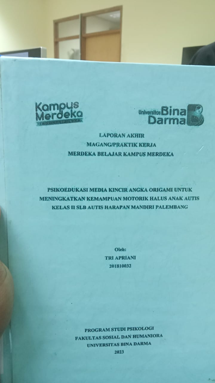 Cover PSIKODUKASI MEDIA KINCIR ANGKA ORIGAMI UNTUK MENINGKATKAN KEMAMPUAN MOTORIK HALUS ANAK AUTIS KELAS II SLB AUTIS HARAPAN MANDIRI PALEMBANG / TRI APRIANI