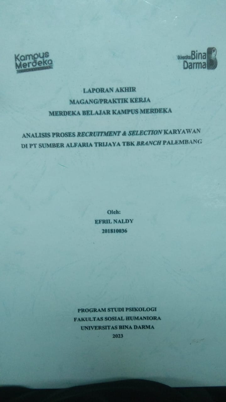 Cover ANALISIS PROSES RECRUITMENT & SELECTION KARYAWAN DI PT SUMBER ALFARIA TRIJAYA TBK BRANCH PALEMBANG / EFRIL NALDY