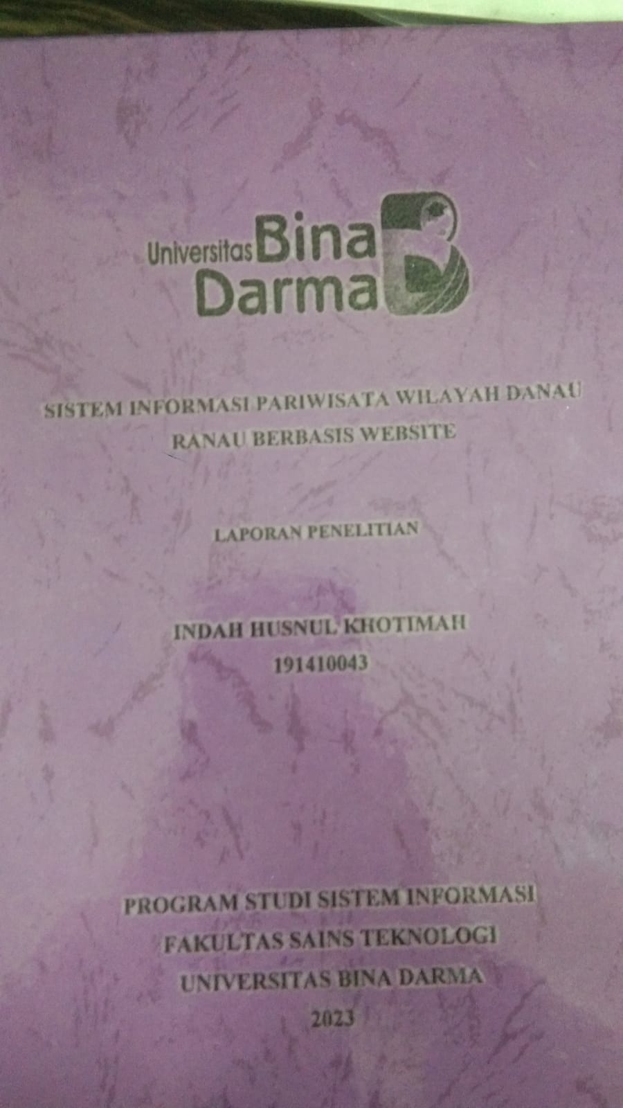 Cover SISTEM INFORMASI PARIWISATA WILAYAH DANAU RANAU BERBASIS WEBSITE / INDAH HUSNUL KHOTIMAH