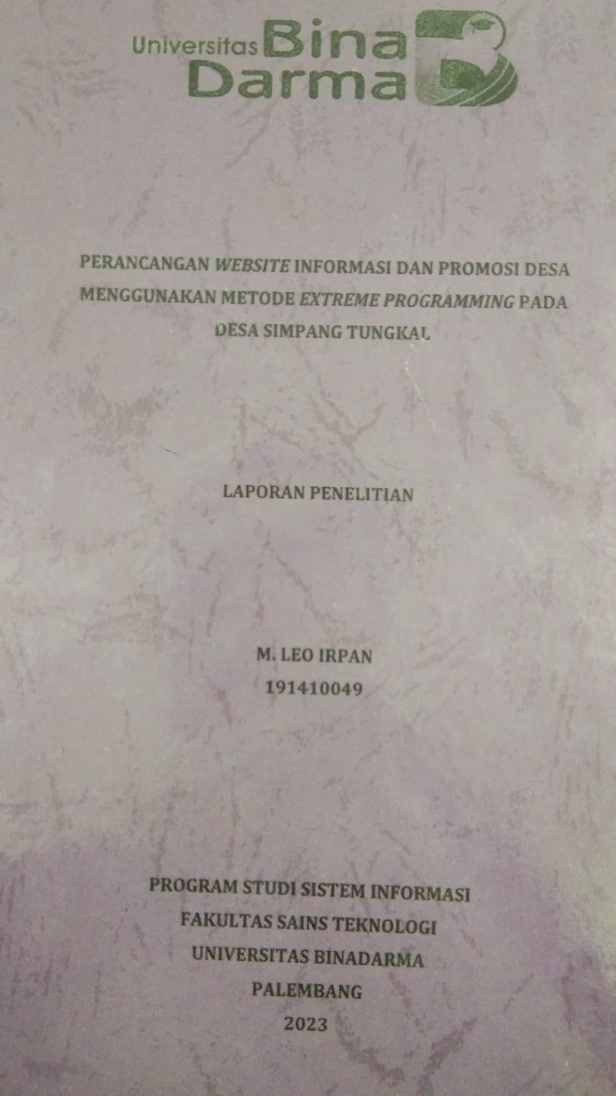 Cover PERANCANGAN WEBSITE INFORMASI DAN PROMOSI DESA MENGGUNAKAN METODE EXTREME PROGRAMMING PADA DESA SIMPANG TUNGKAL / M. LEO IRPAN