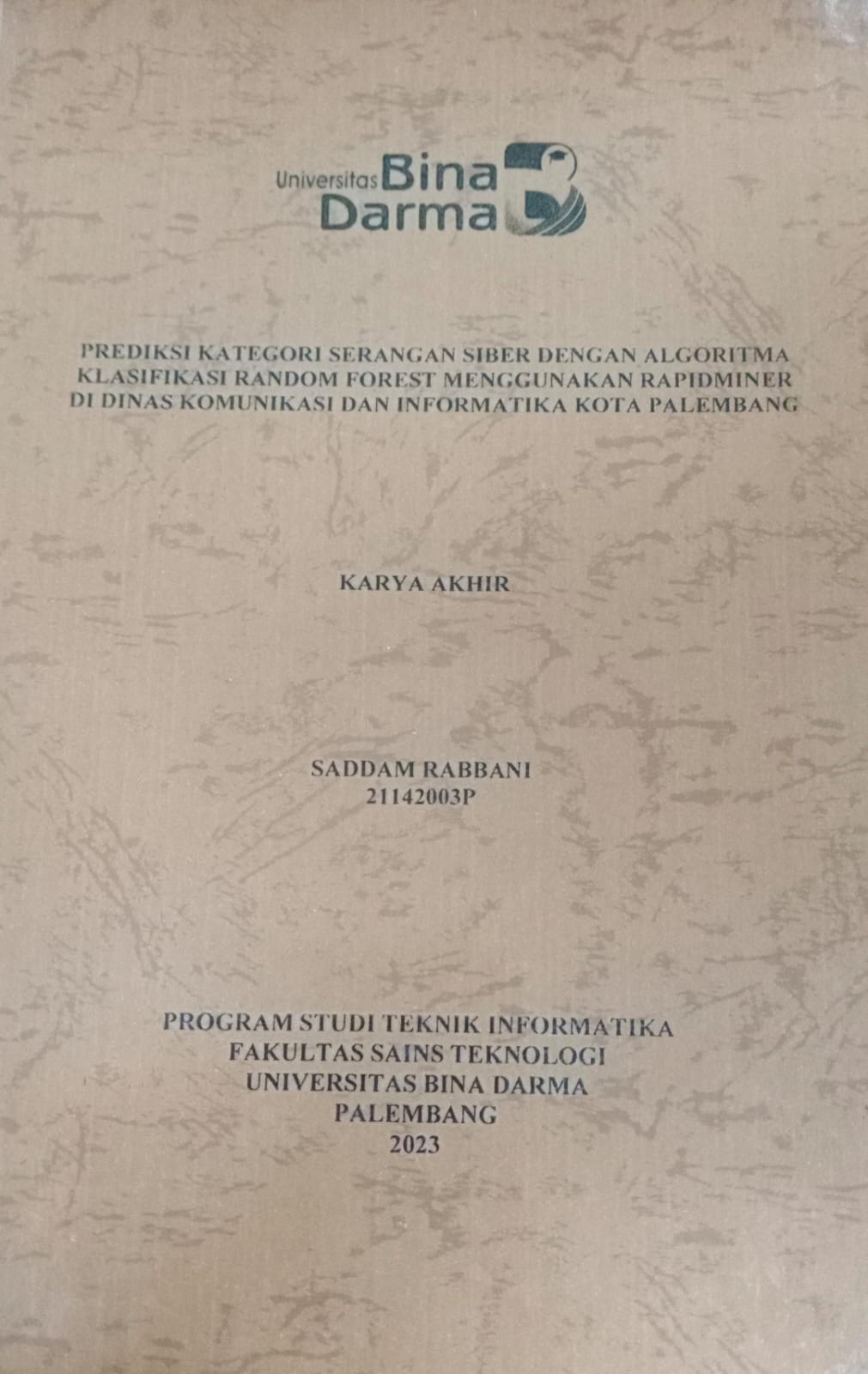 Cover PENGARUH KREDIT USAHA RAKYAT (KUR) TERHADAP PROFITABILITAS UMKM DI KOTA PALEMBANG / Bima Aurel Hutabarat