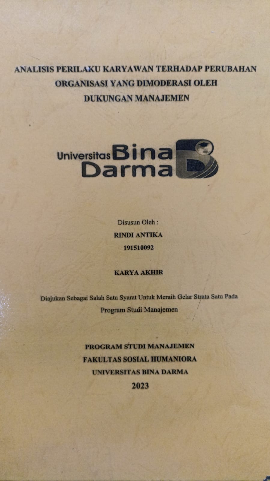Cover PENGARUH DISIPLIN, MOTIVASI DAN KEAHLIAN KERJA TERHADAP KINERJA KARYAWAN PT. SEMEN BATURAJA (PERSERO) TBK / Biti Lianti
