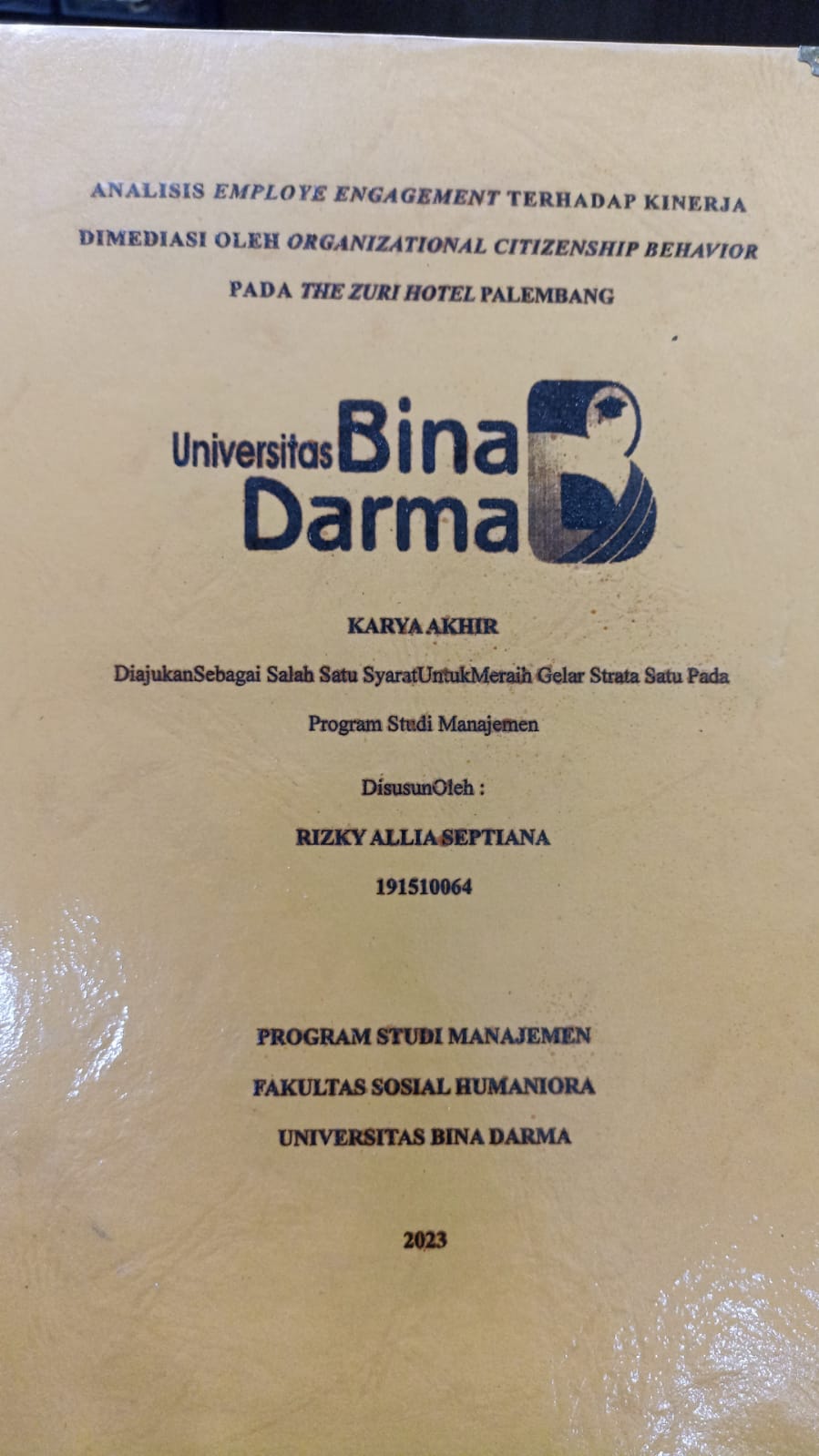 Cover STUDI EXPLORATIF TINGKAT KEPUASAN PENGHUNI TERHADAP KONDISI BANGUNAN PERUMAHAN BCL 5 PT. PAJAR INDRA PROPERTINDO DI KOTA JAMBI / Rio Tri Putra Sibarani