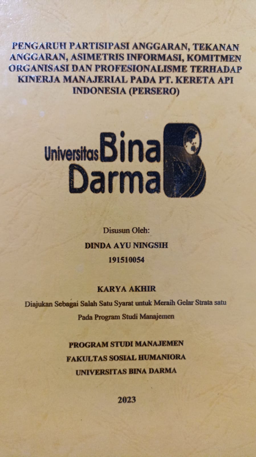 Cover PENGARUH MOTIVASI KERJA, DISIPLIN KERJA DAN LEARNING ORGANIZATION TERHADAP KINERJA KARYAWAN PDAM TIRTA MUSI PALEMBANG UNIT 3 ILIR / Ketut Reki