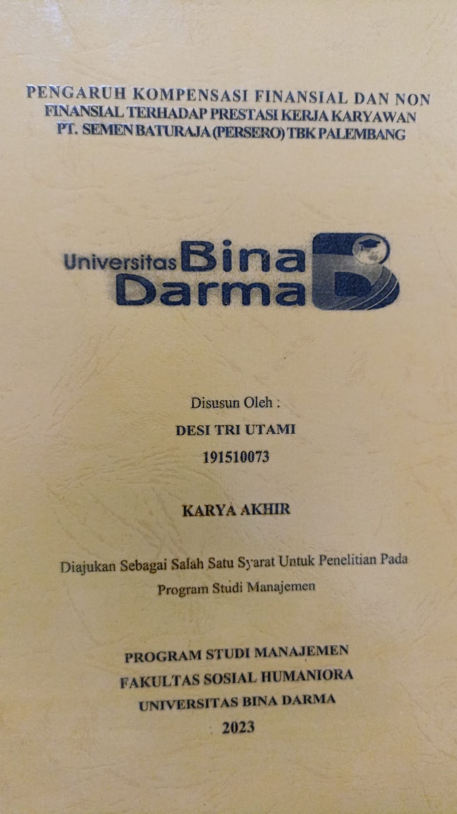 Cover KESIAPAN GENERASI X DALAM MENGHADAPI LINGKUNGAN KERJA BERWAWASAN DIGITAL PADA RSUD SITI FATIMAH AZ-ZAHRA / Vira Monica