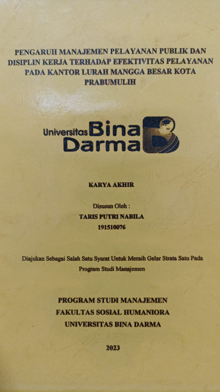 Cover PENGARUH ETOS KERJA DAN PENGEMBANGAN KARIR TERHADAP KINERJA KARYAWAN PT. SEMEN BATURAJA TBK PALEMBANG / Bella Selviana
