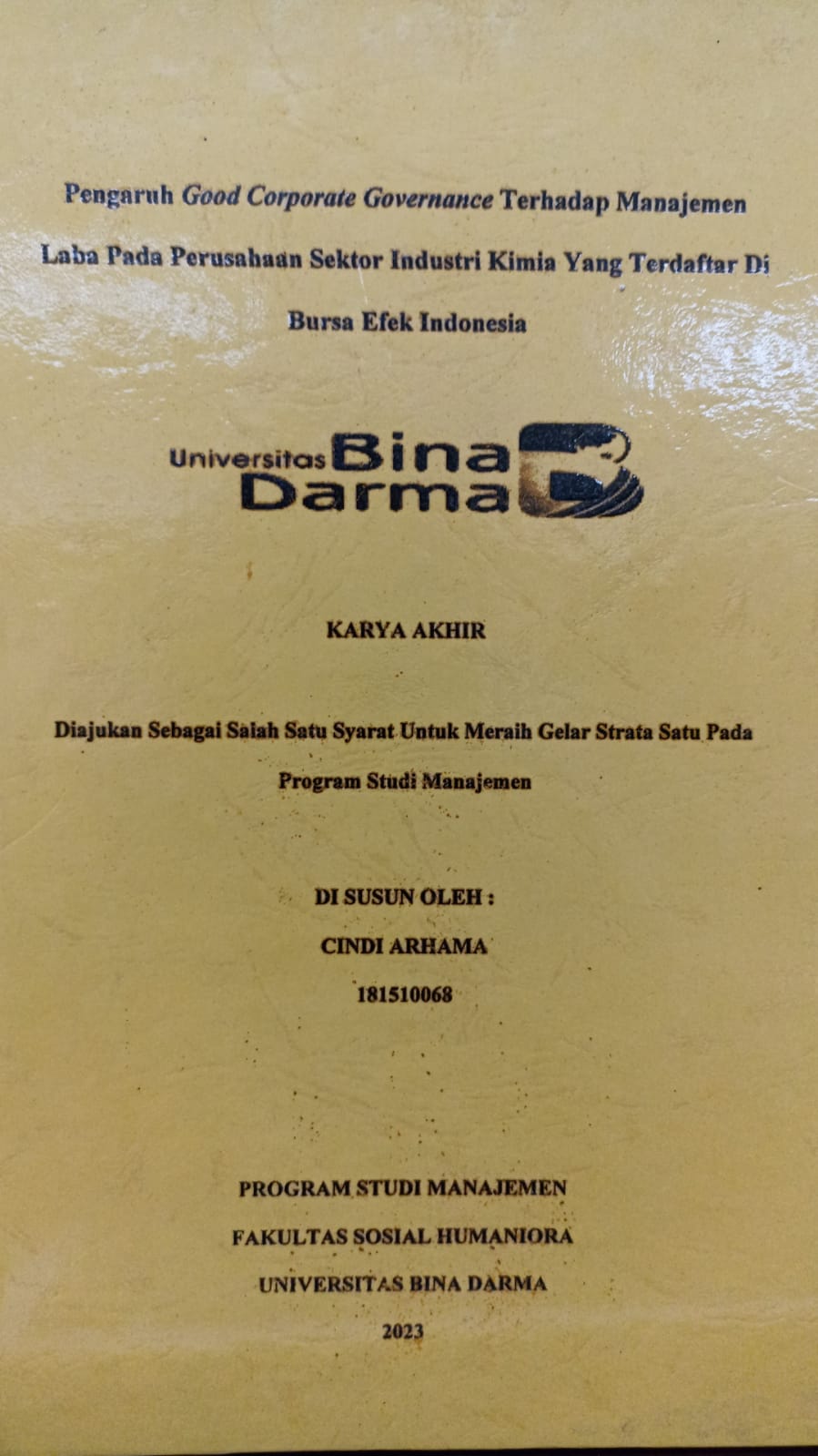 Cover PENGARUH GAYA KEPEMIMPINAN DAN ETOS KERJA TERHADAP KINERJA ASN PADA DINAS KEARSIPAN PROVINSI SUMATERA SELATAN / Aldi Gunawan