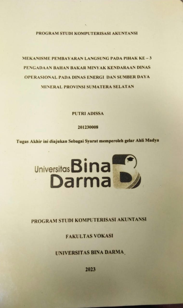 Cover PERANCANGAN SISTEM PEMBAYARAN SPP DI SMK BINA SRIWIJAYA INDONESIA PALEMBANG / Aidil Fitri
