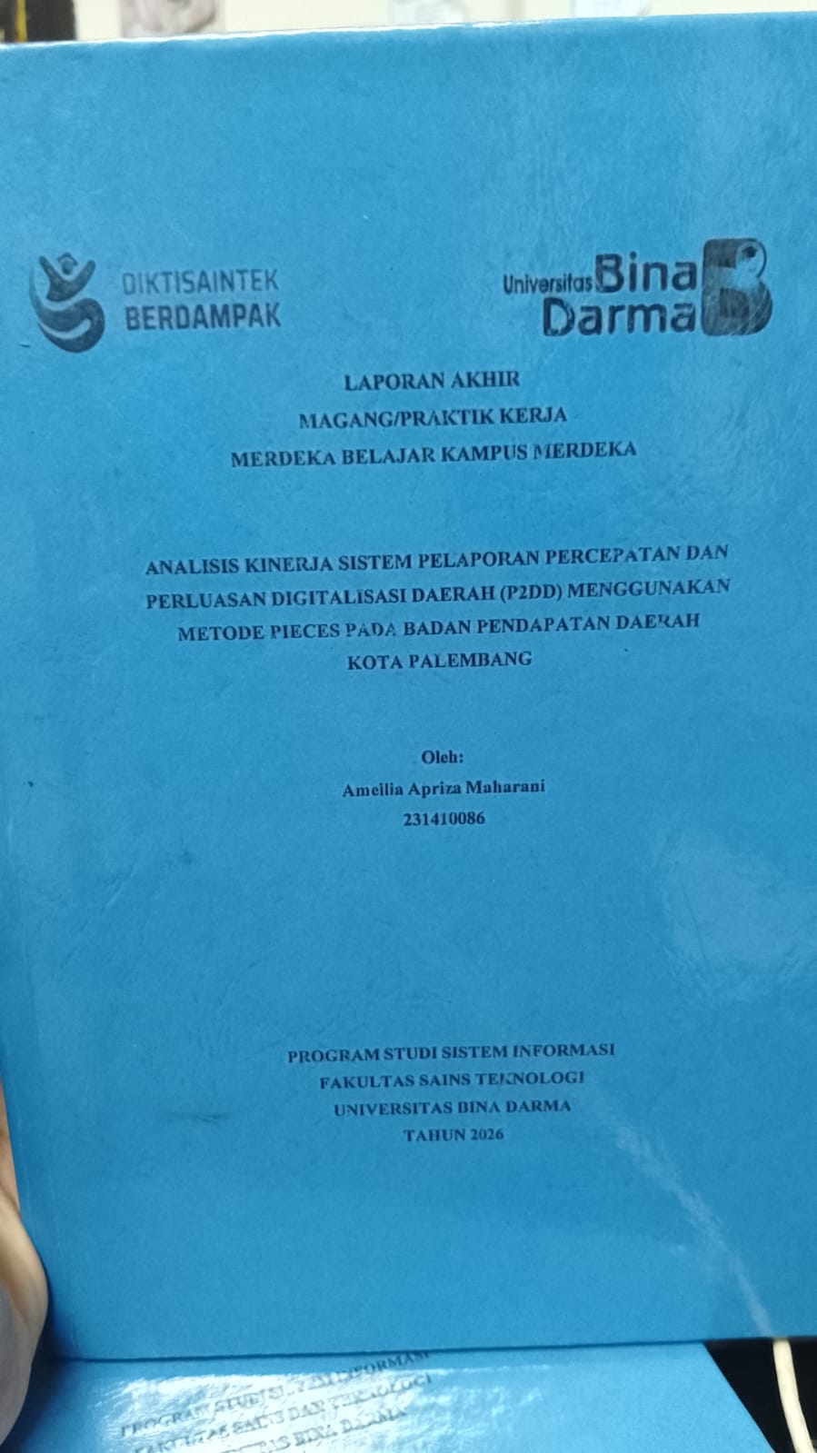 Cover ANALISIS KINERJA SISTEM PELAPORAN PERCEPATAN DAN PERLUASAN DIGITALISASI DAERAH (P2DD) MENGGUNAKAN METODE PIECES PADA BADAN PENDAPATAN DAERAH KOTA PALEMBANG / Amelia Apriza Maharani