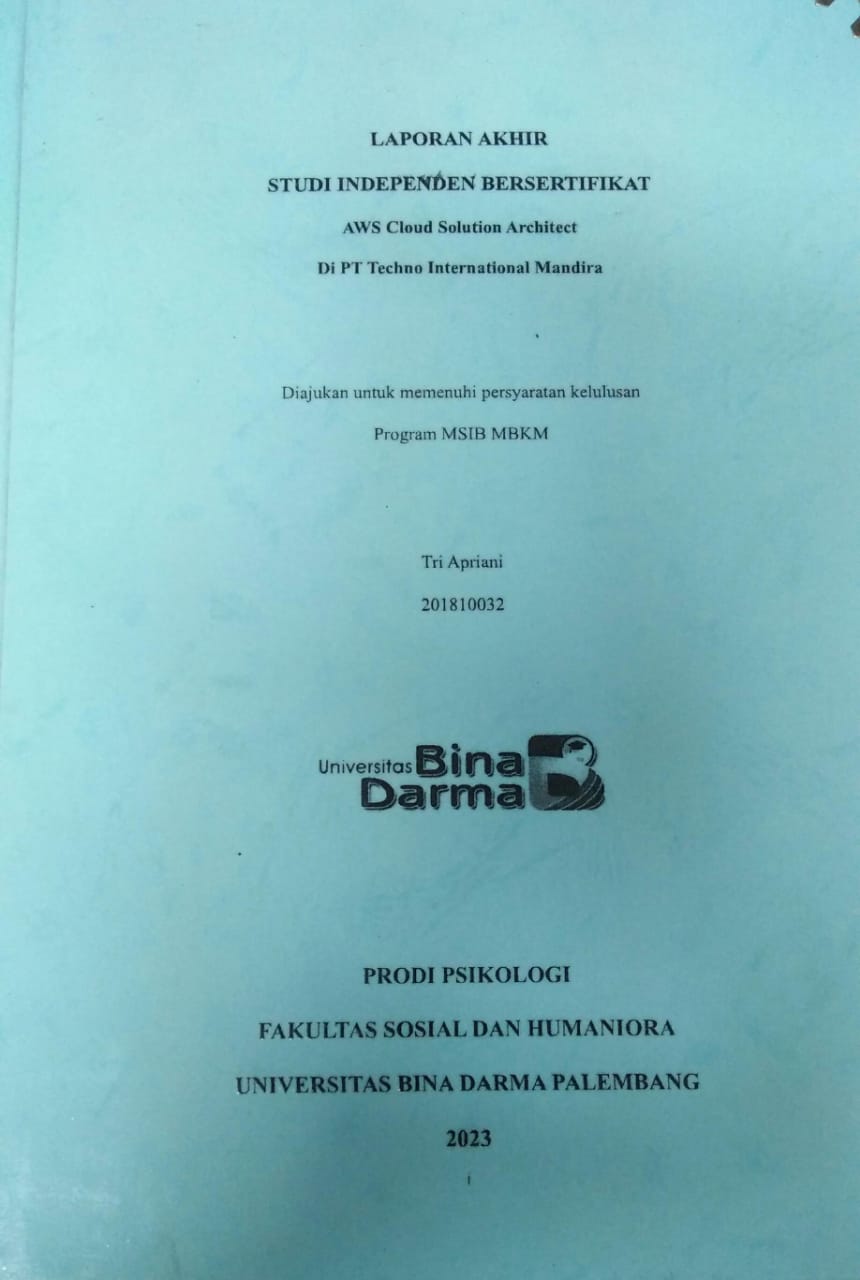 Cover AWS CLOUD SOLUTION ARCHITECT DI PT TECHNO INTERNATIONAL MANDIRA / Tri Apriani