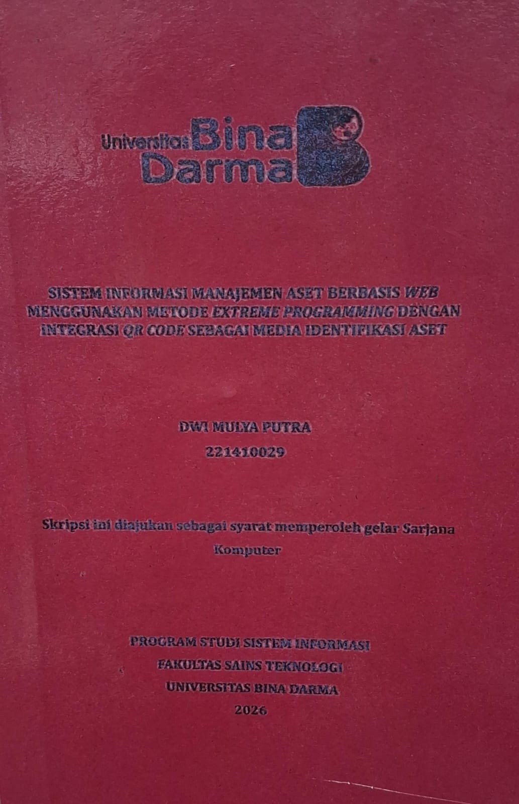 Sistem Informasi Manajemen Aset Berbasis Web Menggunakan Metode Extreme Programming dengan Integrasi QR Code Sebagai Media Identifikasi Aset / Dwi Mulya Putra