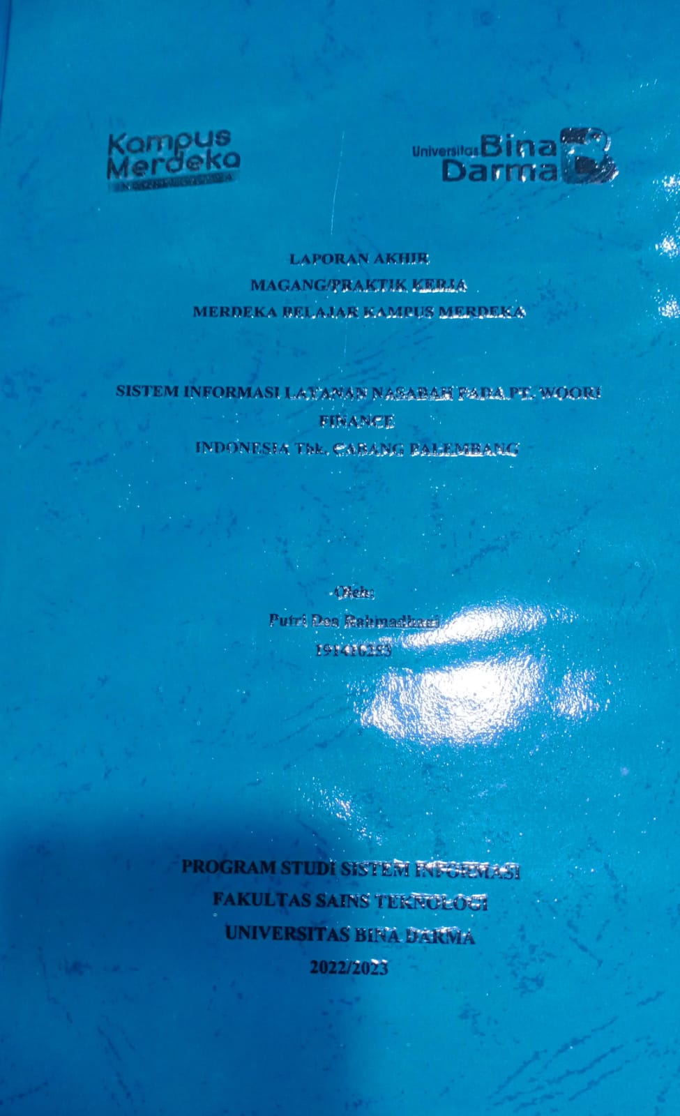 Cover SISTEM INFORMASI LAYANAN NASABAH PADA PT.WOORI FINANCE INDONESIA TBK. CABANG PALEMBANG / Putri Dea Rahmadhani (191410253)