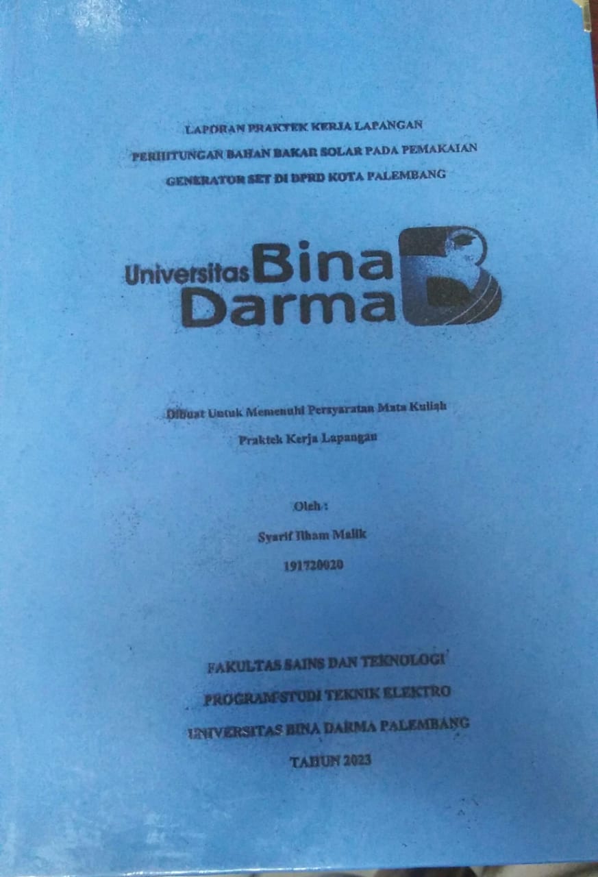 Cover PERHITUNGAN BAHAN BAKAR SOLAR PADA PEMAKAIAN GENERATOR SET DI DPRD KOTA PALEMBANG / Syarif Ilham Malik