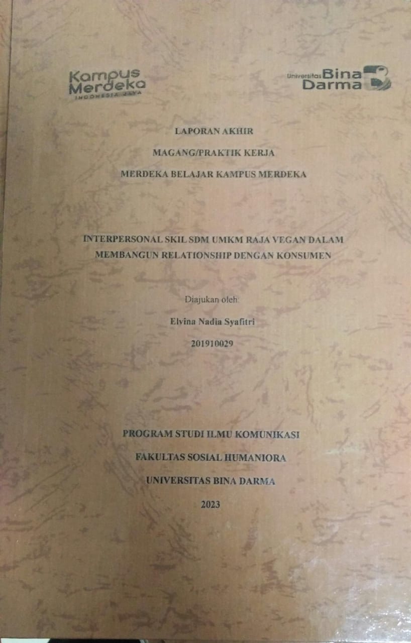 Cover INTERPERSONAL SKIL SDM UMKM RAJA VEGAN DALAM MEMBANGUN RELATIONSHIP DENGAN KONSUMEN / Elvina Nadia Syafitri