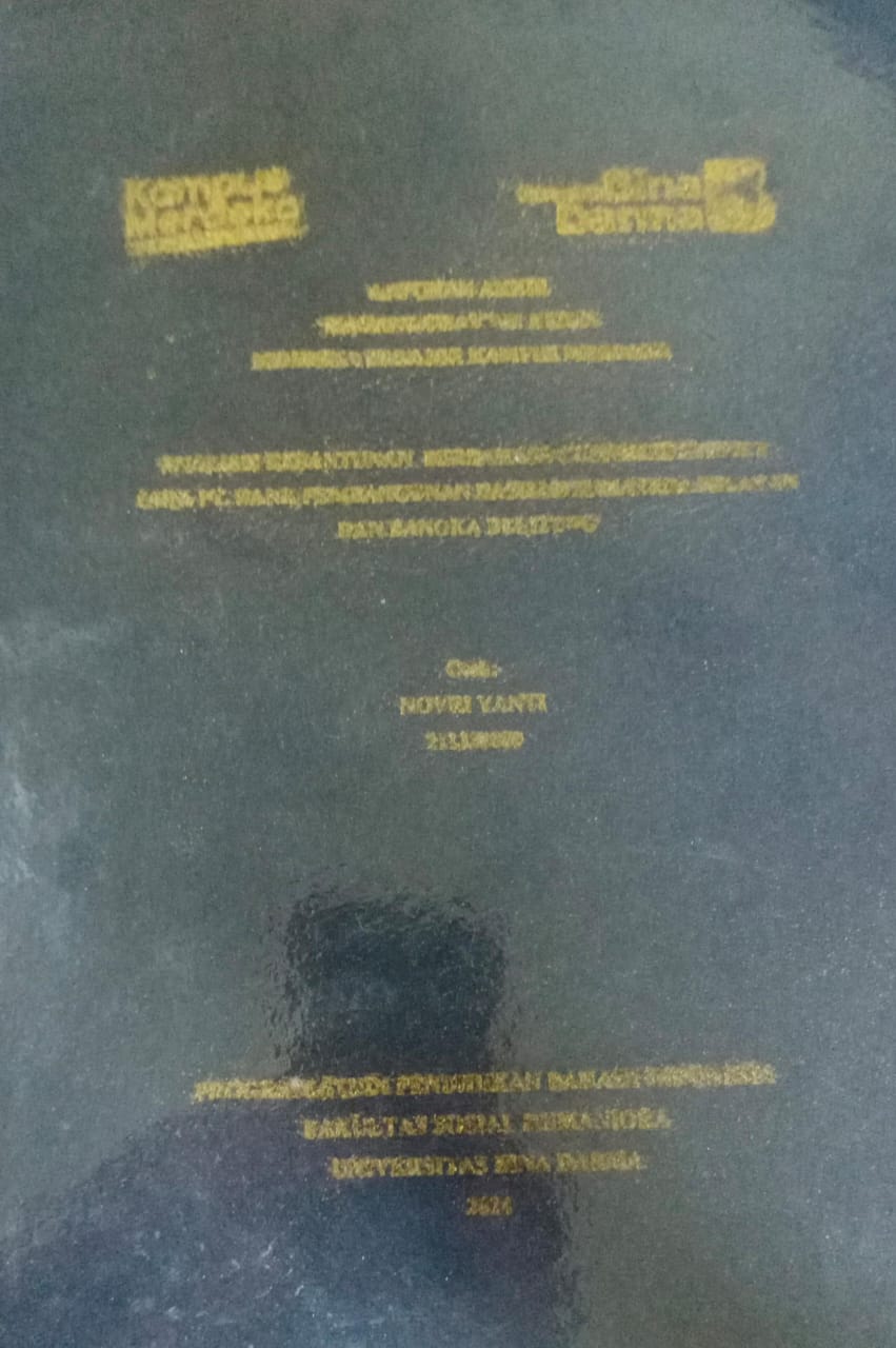Cover ANALISIS KESANTUNAN BERBAHASA CUSTOMER SERVICE PADA PT. BANK PEMBANGUNAN DAERAH SUMATERA SELATAN DAN BANGKA BELITUNG / Novri Yanti (211320009)