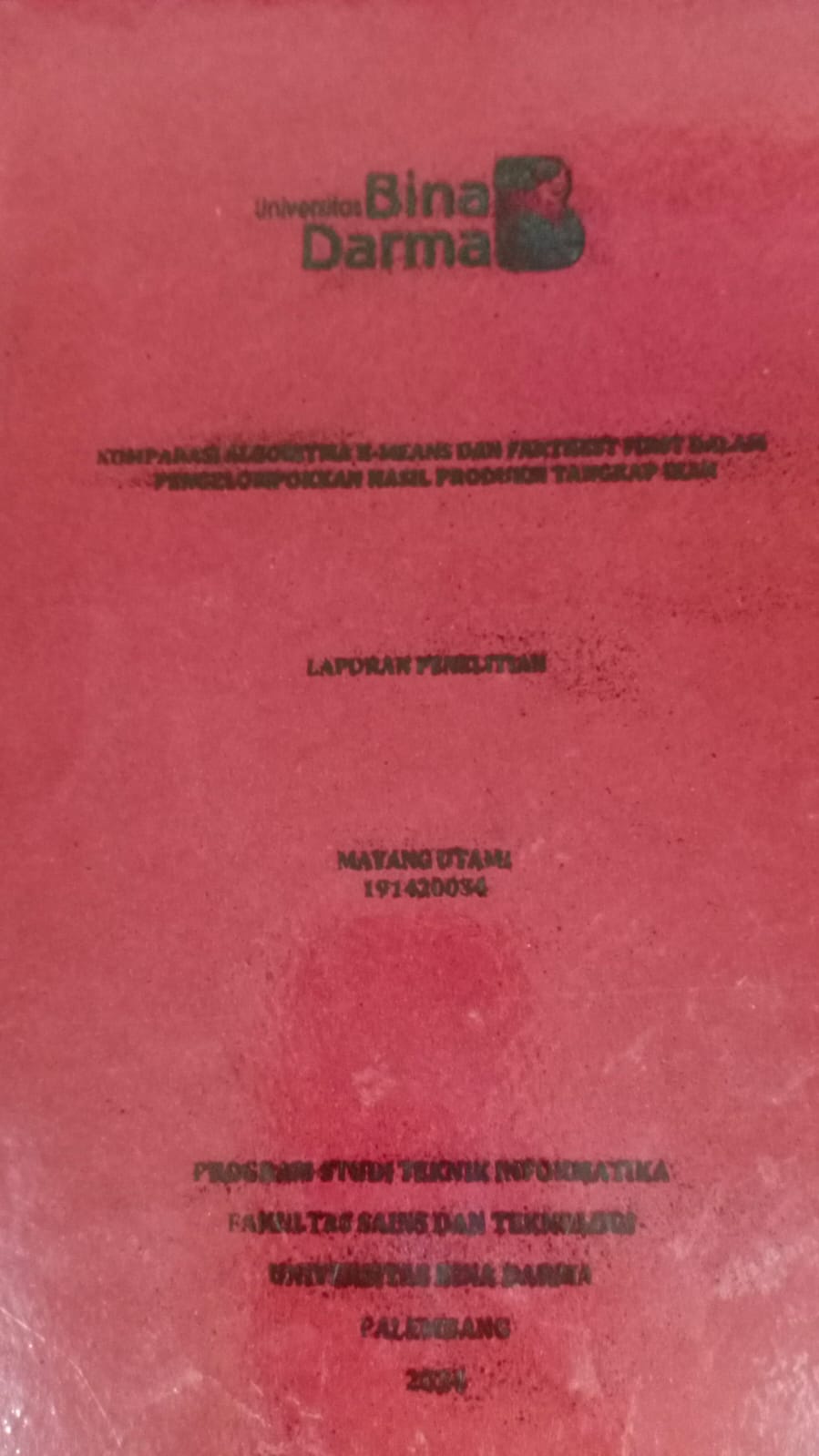 Cover KOMPARASI ALGORITMA K-MEANS DAN FARTHEST FIRST DALAM PENGELOMPOKKAN HASIL PRODUKSI TANGKAP IKAN / Mayang Utami (191420034)