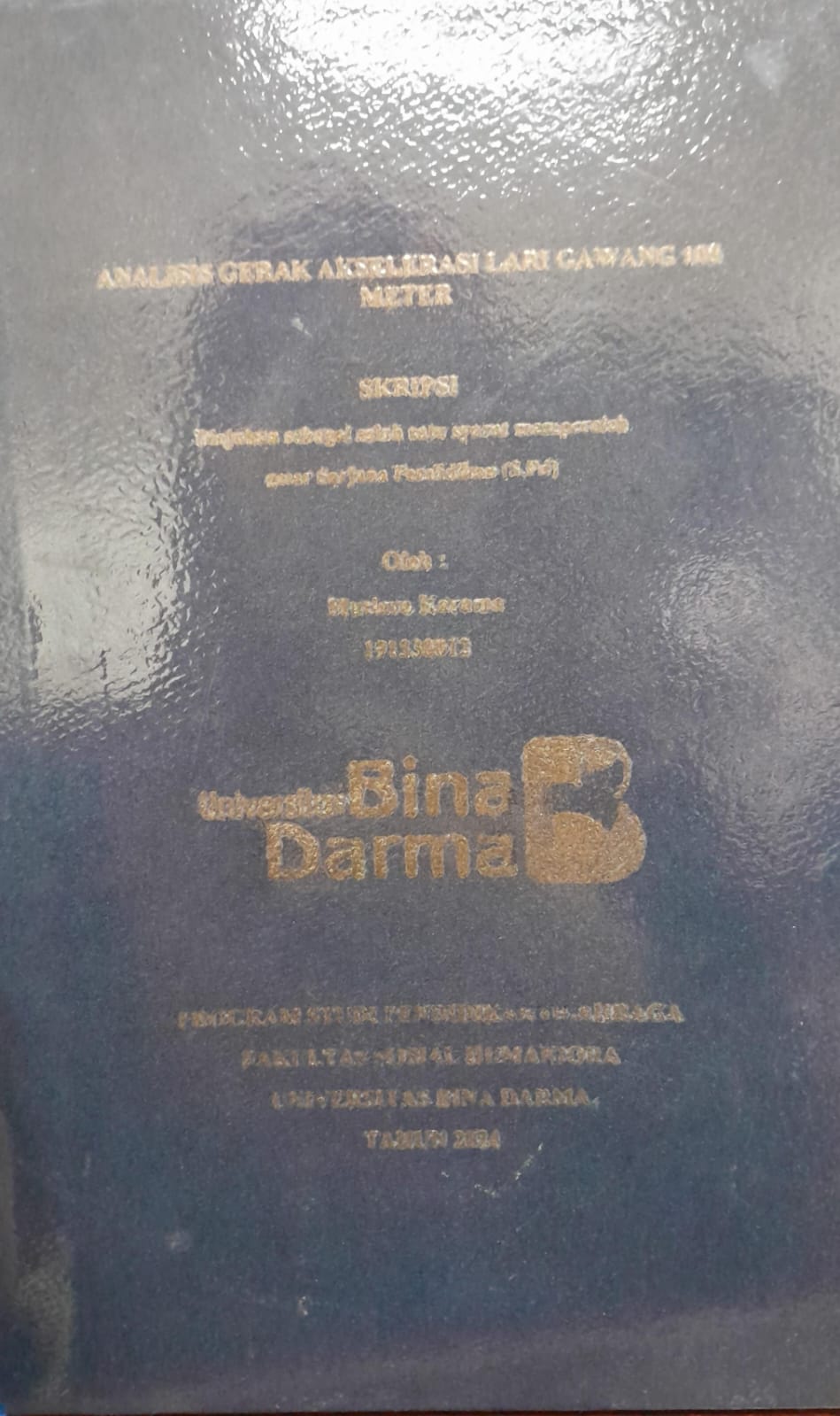 Cover ANALISIS GERAK AKSELERASI LARI GAWANG 100 METER PUTRI / Mutiara Karama 191330012