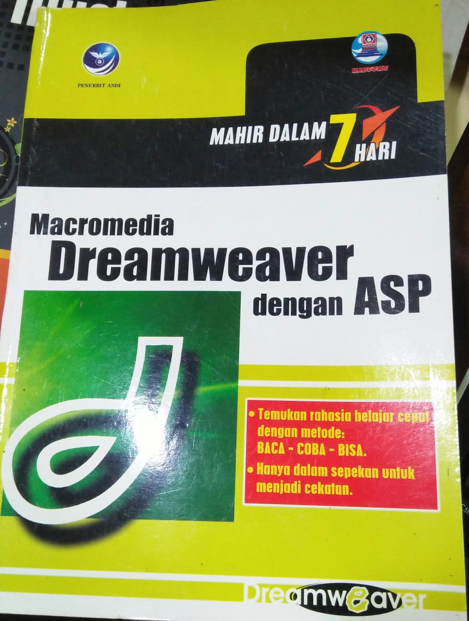 Cover MAHIR DALAM 7 HARI MACROMEDIA DREAMWEAVER DENGAN ASP / Madcoms