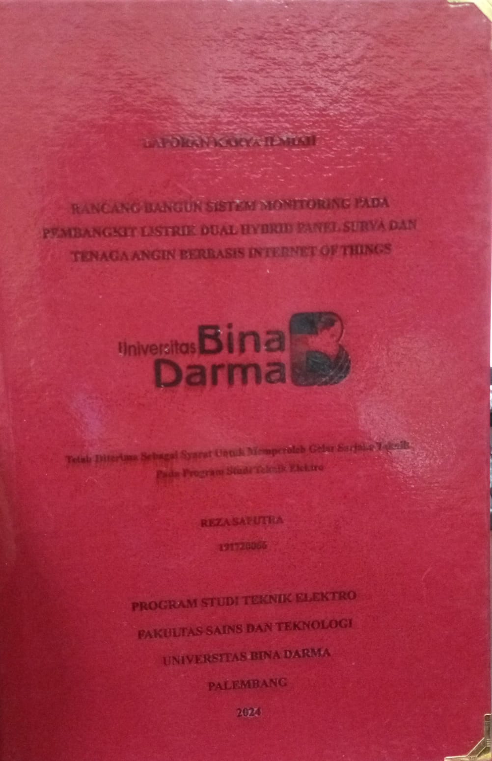 Cover RANCANG BANGUN SISTEM MONITORING PADA PEMBANGKIT LISTRIK DUAL HYBRID PANEL SURYA DAN TENAGA ANGIN BERBASIS INTERNET OF THINGS / Reza Saputra 191720066