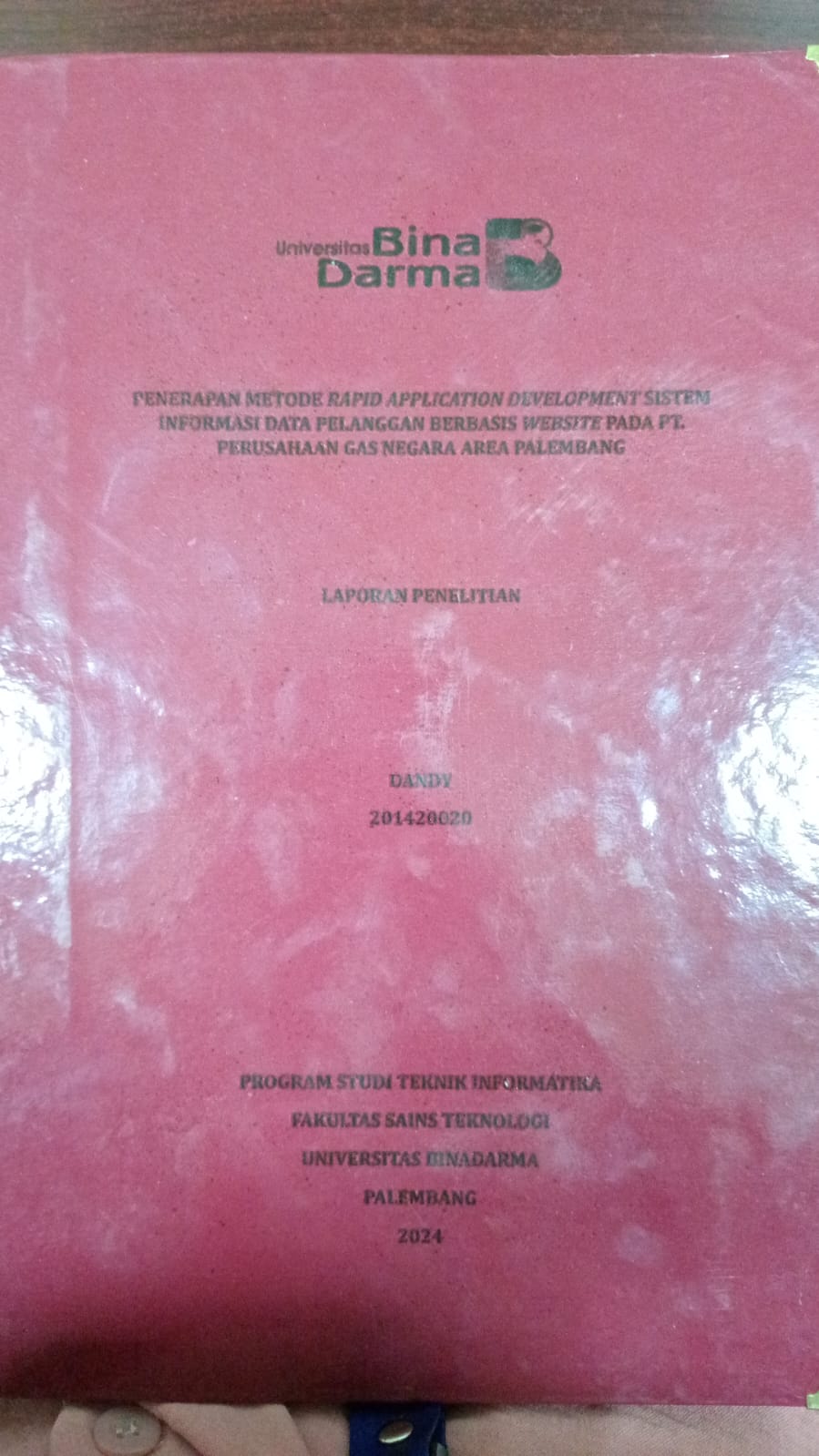 Cover PENERAPAN METODE RAPID APPLICATION DEVELOPMENT SISTEM INFORMASI DATA PELANGGAN BERBASIS WEBSITE PADA PT PERUSAHAAN GAS NEGARA AREA PALEMBANG / Dandy 201420020