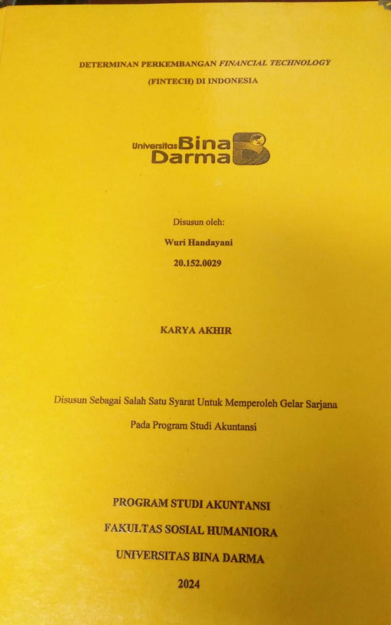 Cover DETERMINAN PERKEMBANGAN FINANCIAL TECHNOLOGY (FINTECH) DI INDONESIA / Wuri Handayani
