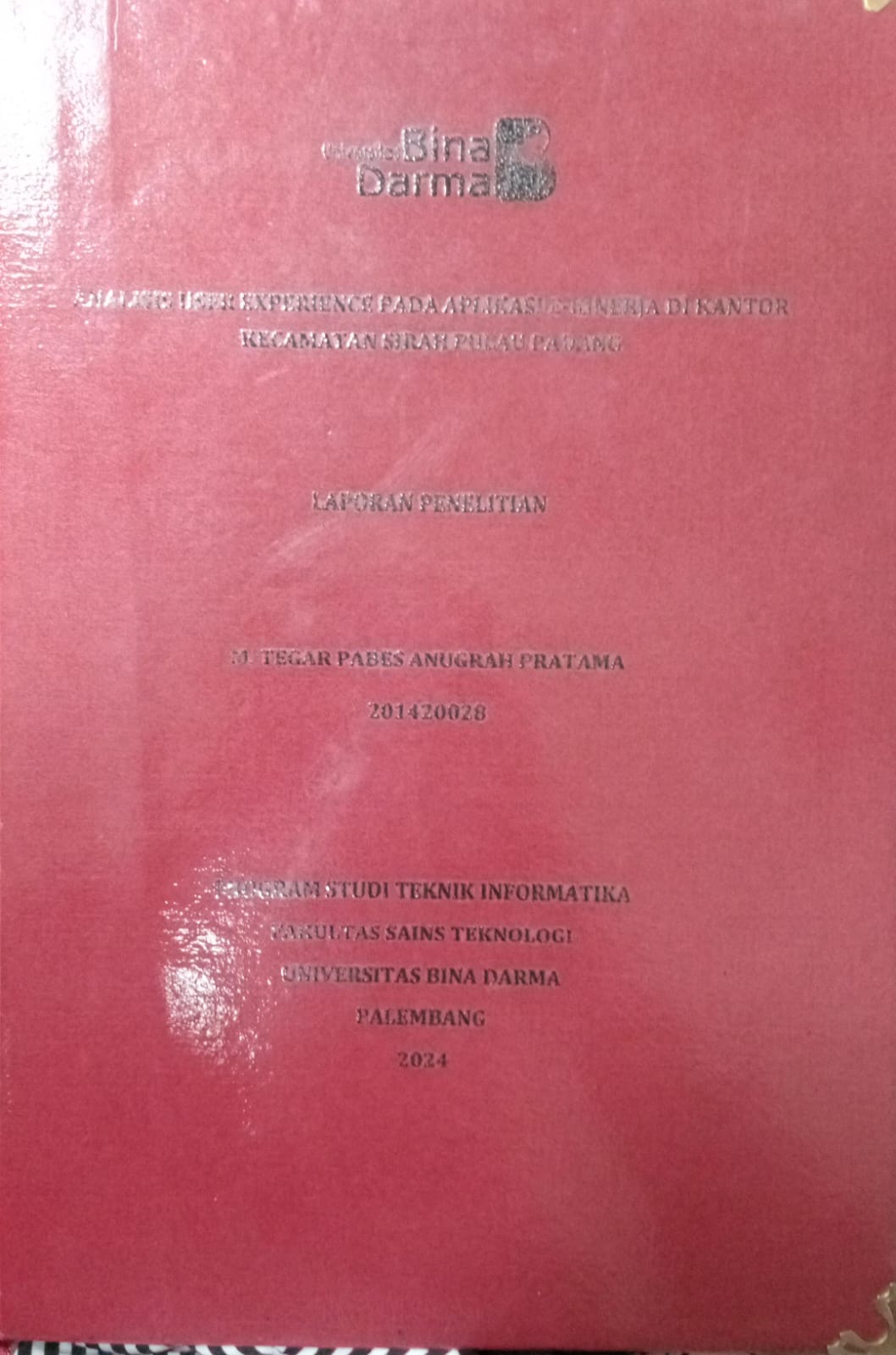Cover ANALISIS USER EXPERIENCE PADA APLIKASI E-KINERJA DI KANTOR KECAMATAN SIRAH  PULAU PADANG / M.Tegar pabes anugrah pratama 201420028