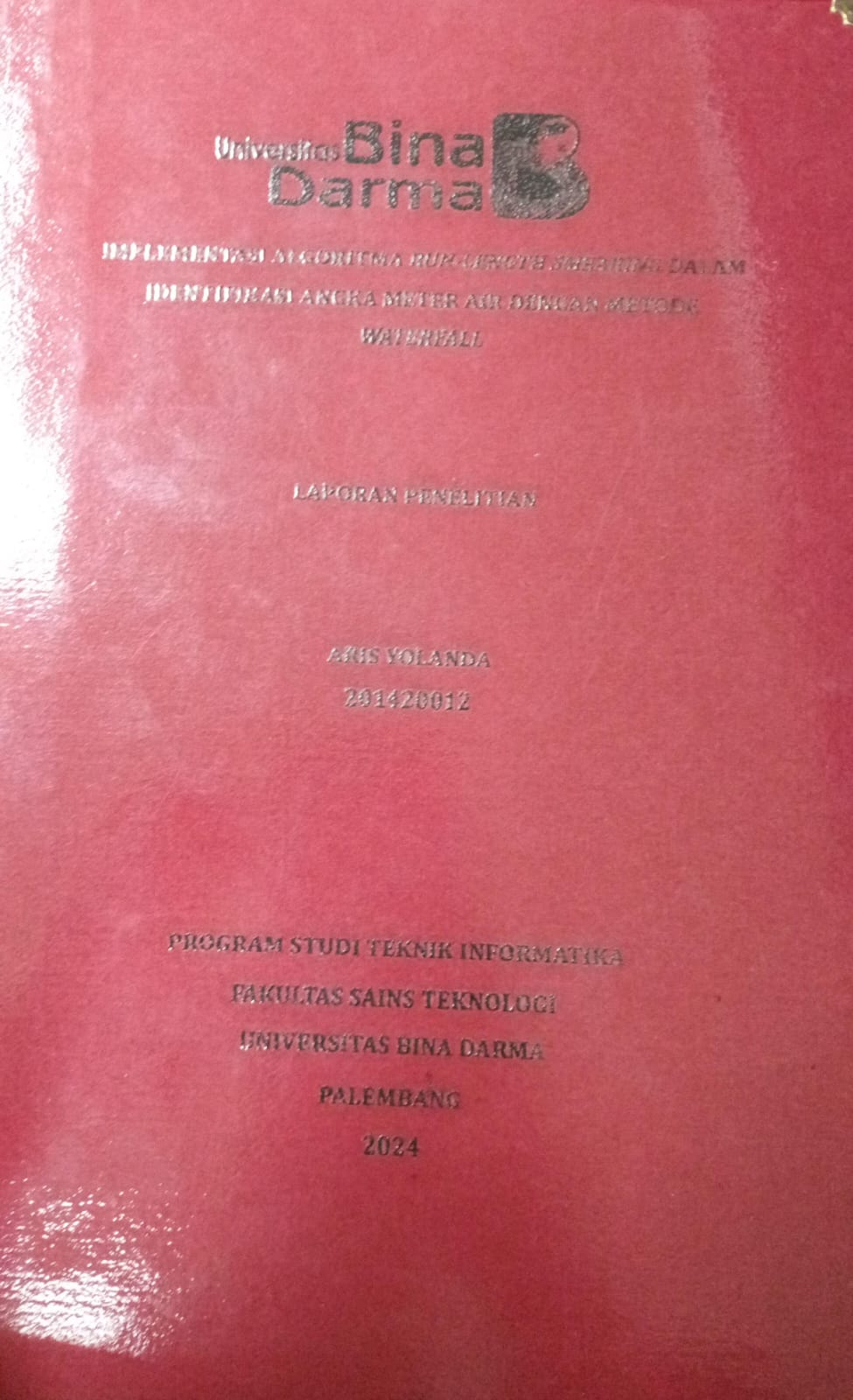 Cover IMPLEMENTASI ALGORITMA RUN-LENGTH SMEARING DALAM IDENTIFIKASI ANGKA METER AIR DENGAN METODE WATERFALL / Aris Yolanda 201420012