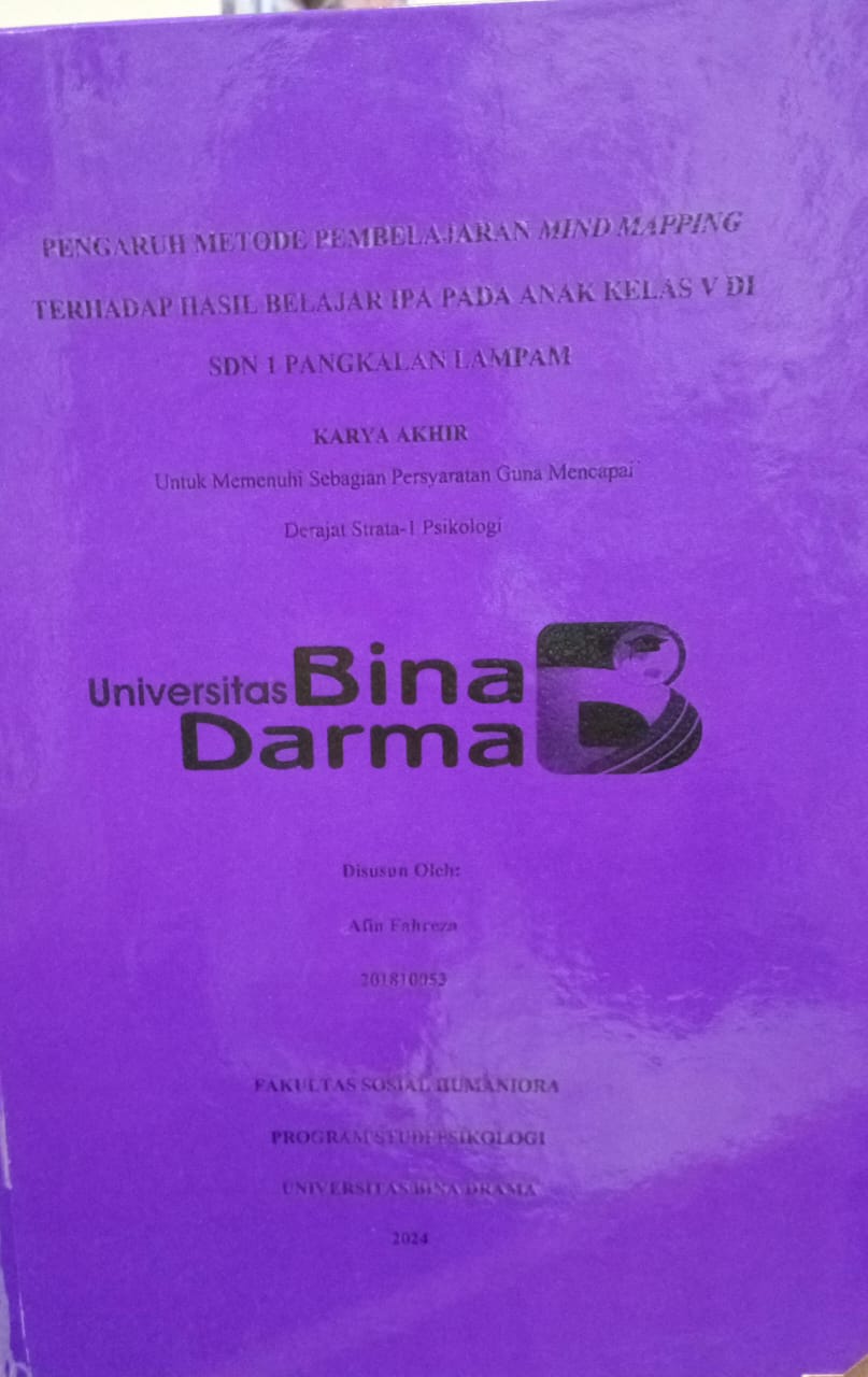 Cover PENGARUH METODE PEMBELAJARAN MIND MAPPING TERHADAP HASIL BELAJAR IPA PADA ANAK KELAS V DI SDN 1 PANGKALAN LAMPAM / AFIN FAHREZA