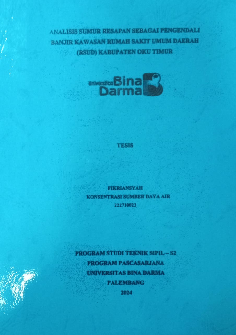 Cover ANALISIS SUMUR RESAPAN SEBAGAI PENGENDALI BANJIR KAWASAN RUMAH SAKIT UMUM DAERAH (RSUD) KABUPATEN OKU TIMUR / Fikriansyah